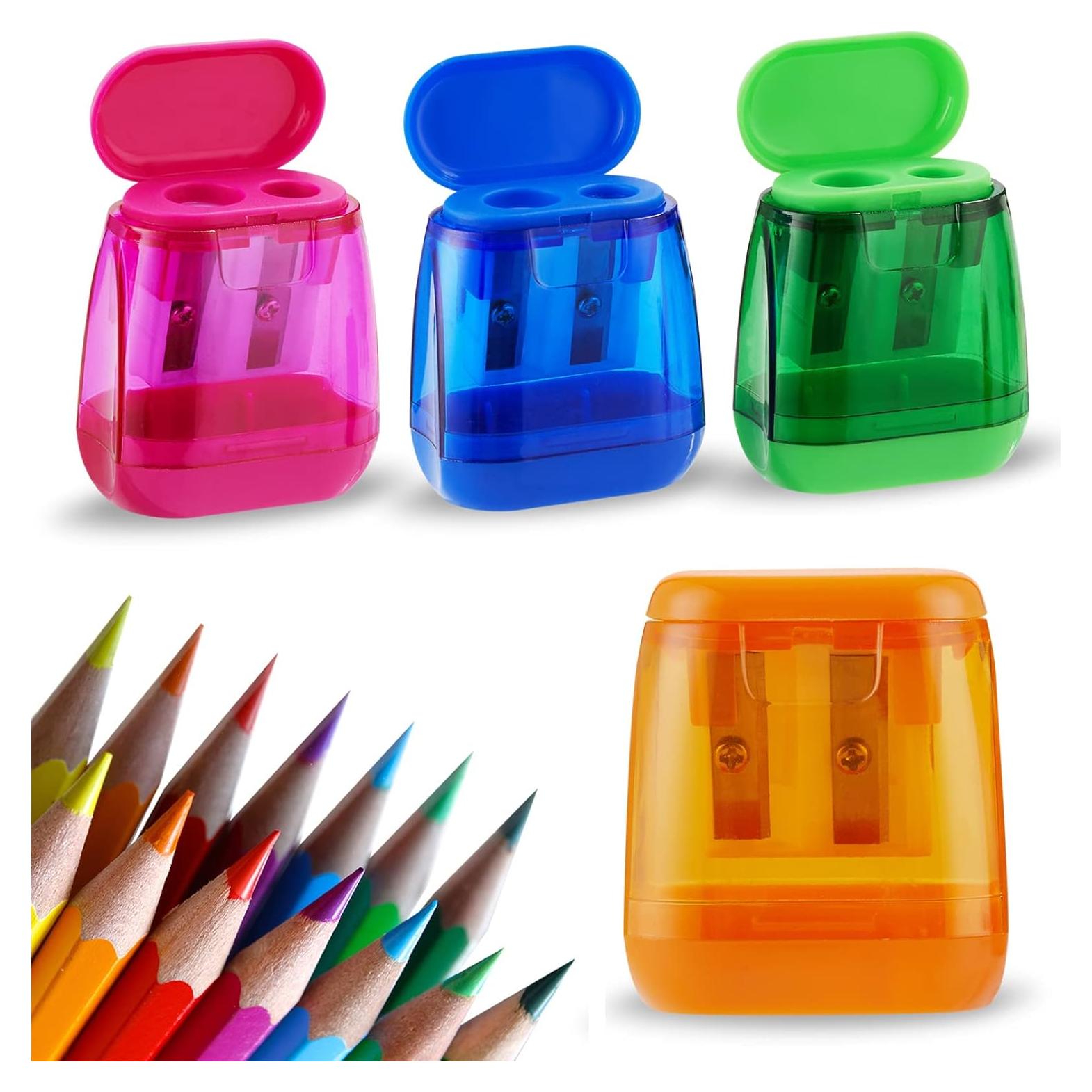 Afilador de Lápices Manual Sonuimy Doble Orificio 4 Piezas