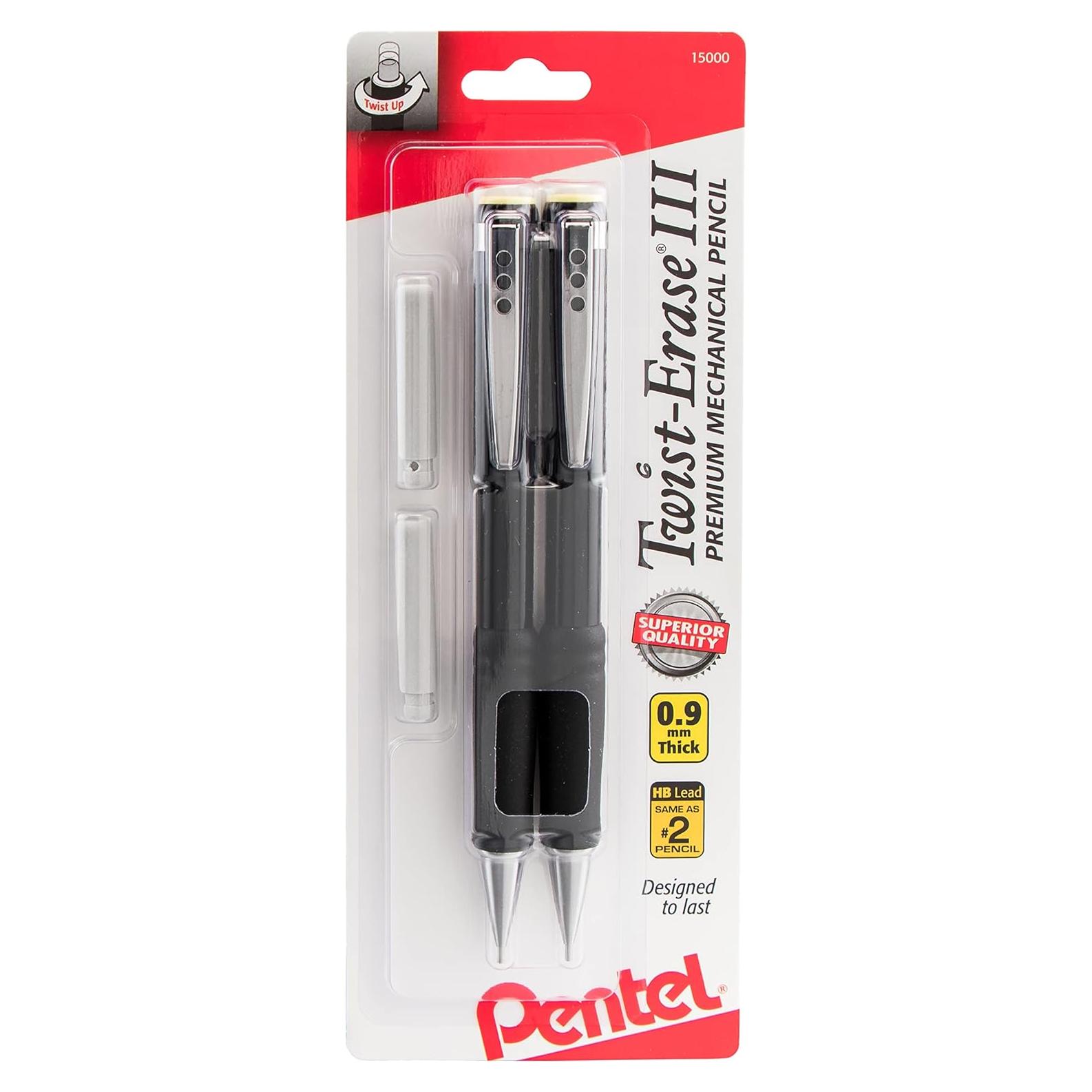 Lápices Mecánicos Pentel Twist-Erase III 0.9mm Paquete de 2