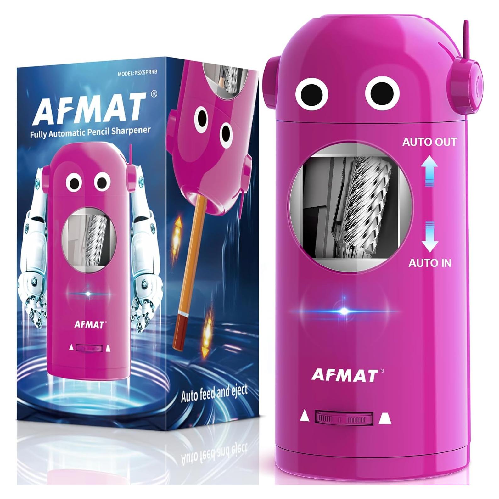 Sacapuntas Eléctrico AFMAT Robot 7-11.5mm Recargable Púrpura