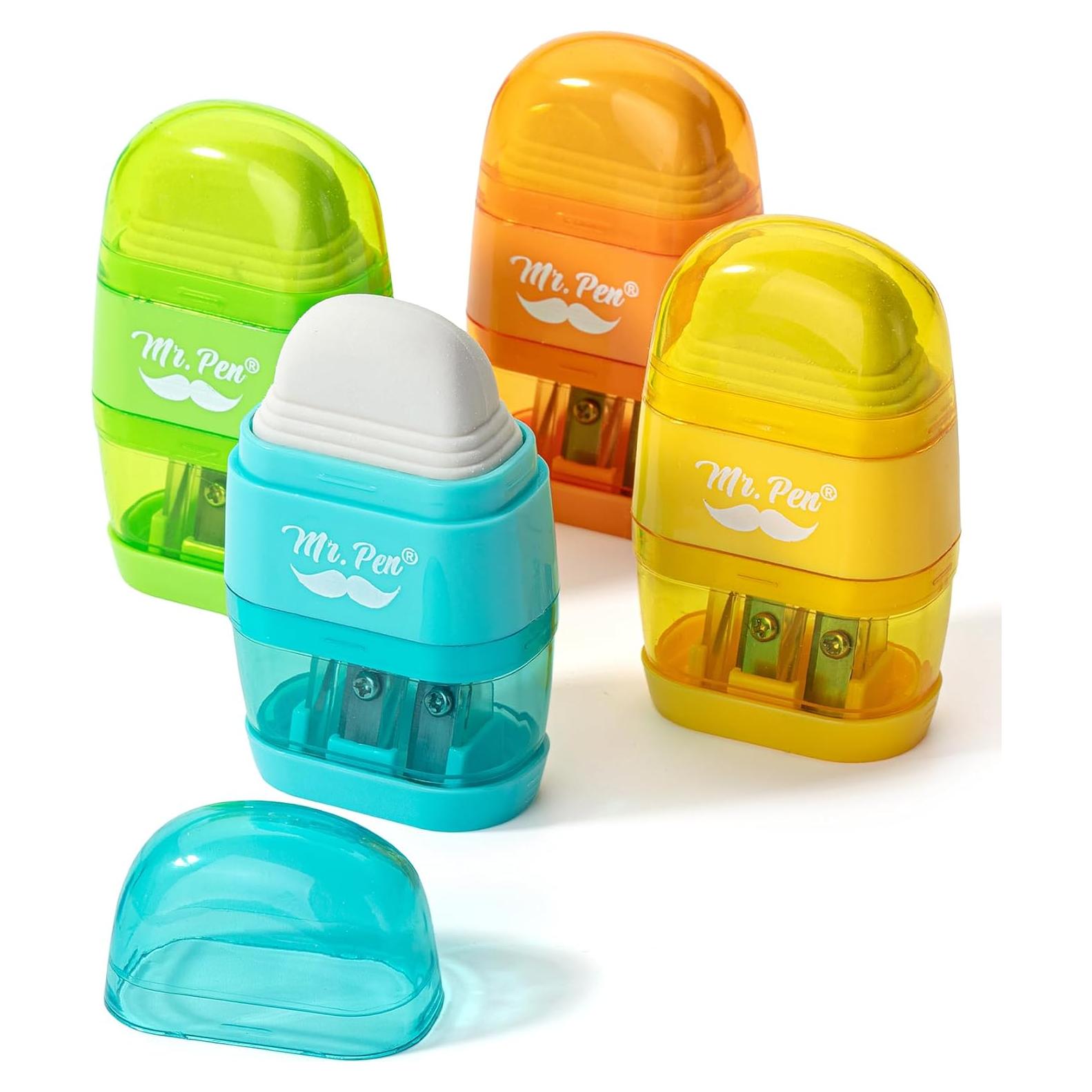 Set de Sacapuntas y Borrador Mr. Pen - 4 Piezas Coloridas