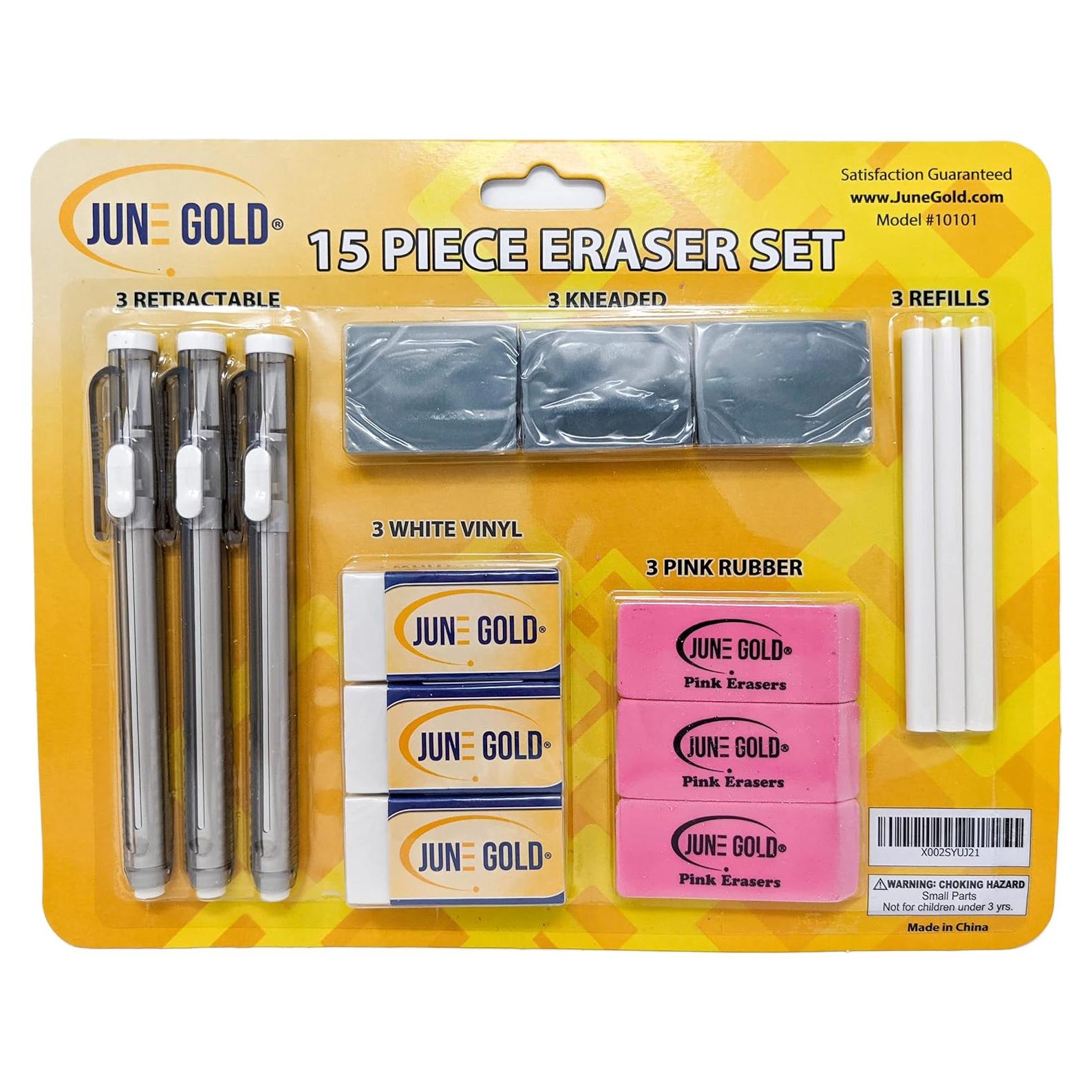 Conjunto de Gomas de Borrar de Arte June Gold - 15 Piezas