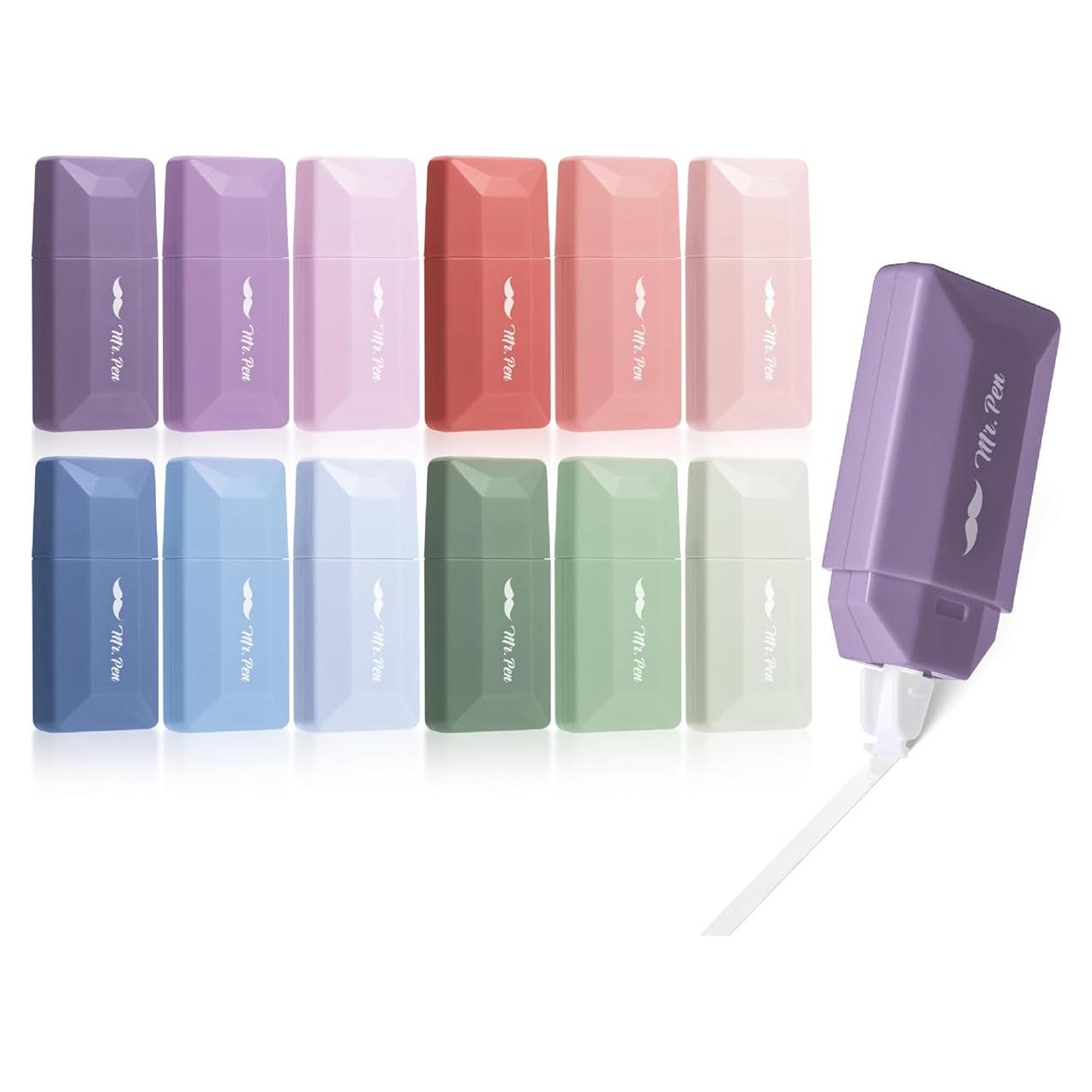 Cinta Correctora Mr. Pen 12pcs 0.51cm x 600.84cm Colores Pastel