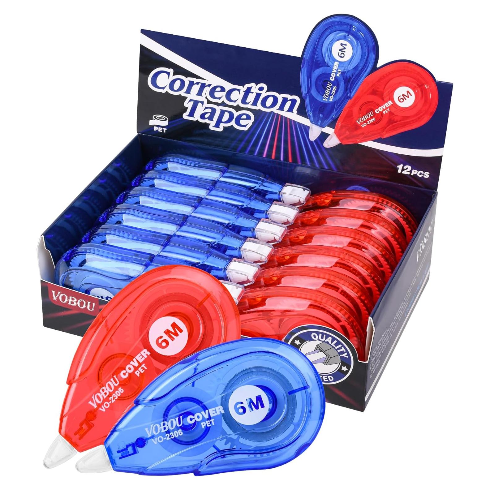 Cinta Correctora Vobou 12 Unidades Rojo y Azul 6M x 0.5cm