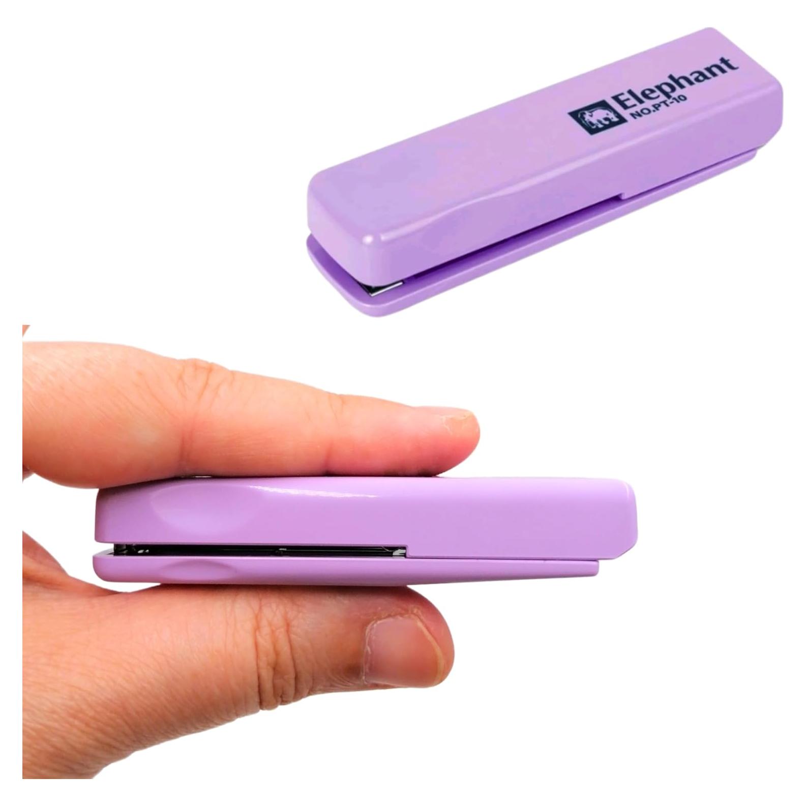 Mini Grapadora Portátil Genérico Púrpura Compacta 10 Hojas