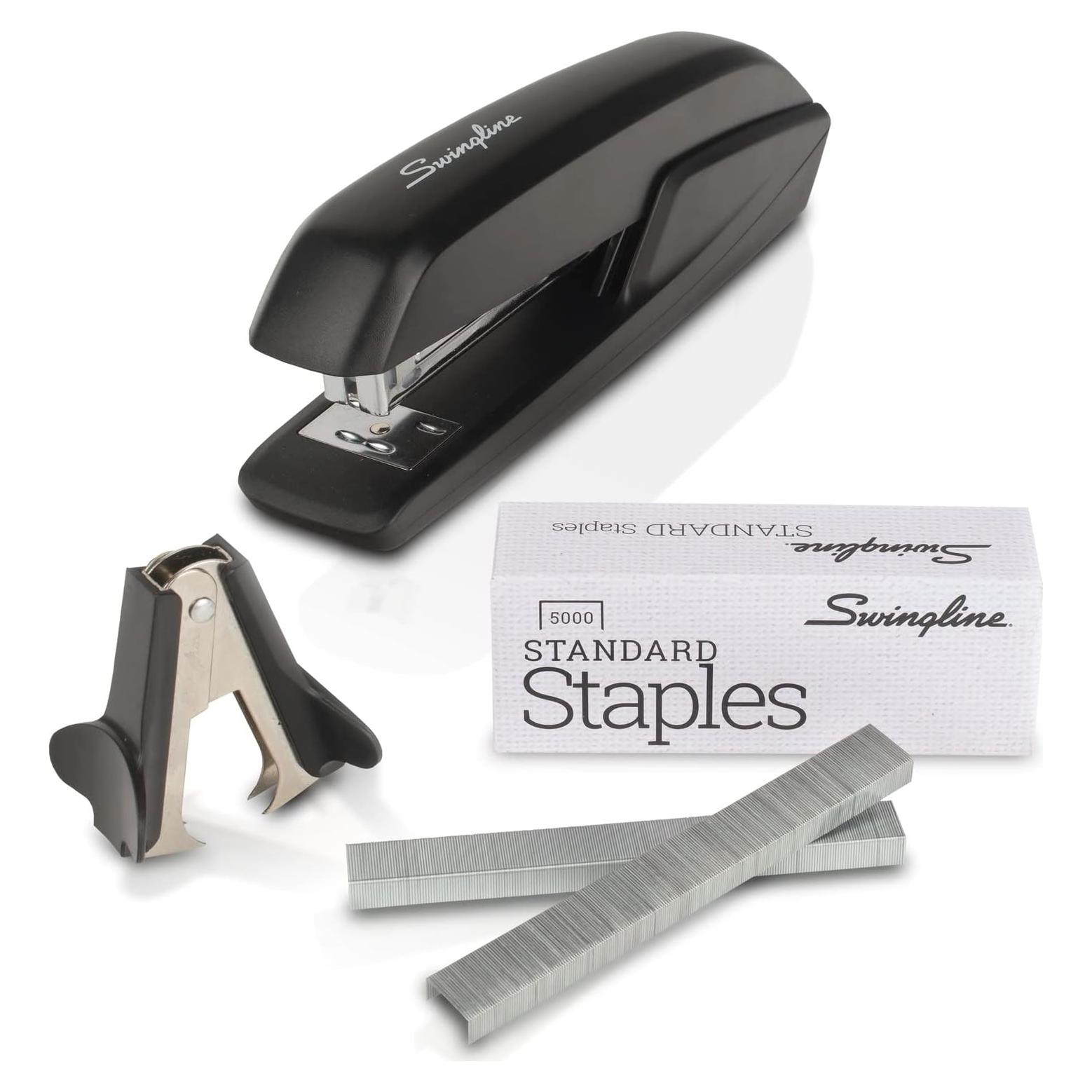 Grapadora Swingline Negra + 5000 Grapas Estándar + Quitagrapas