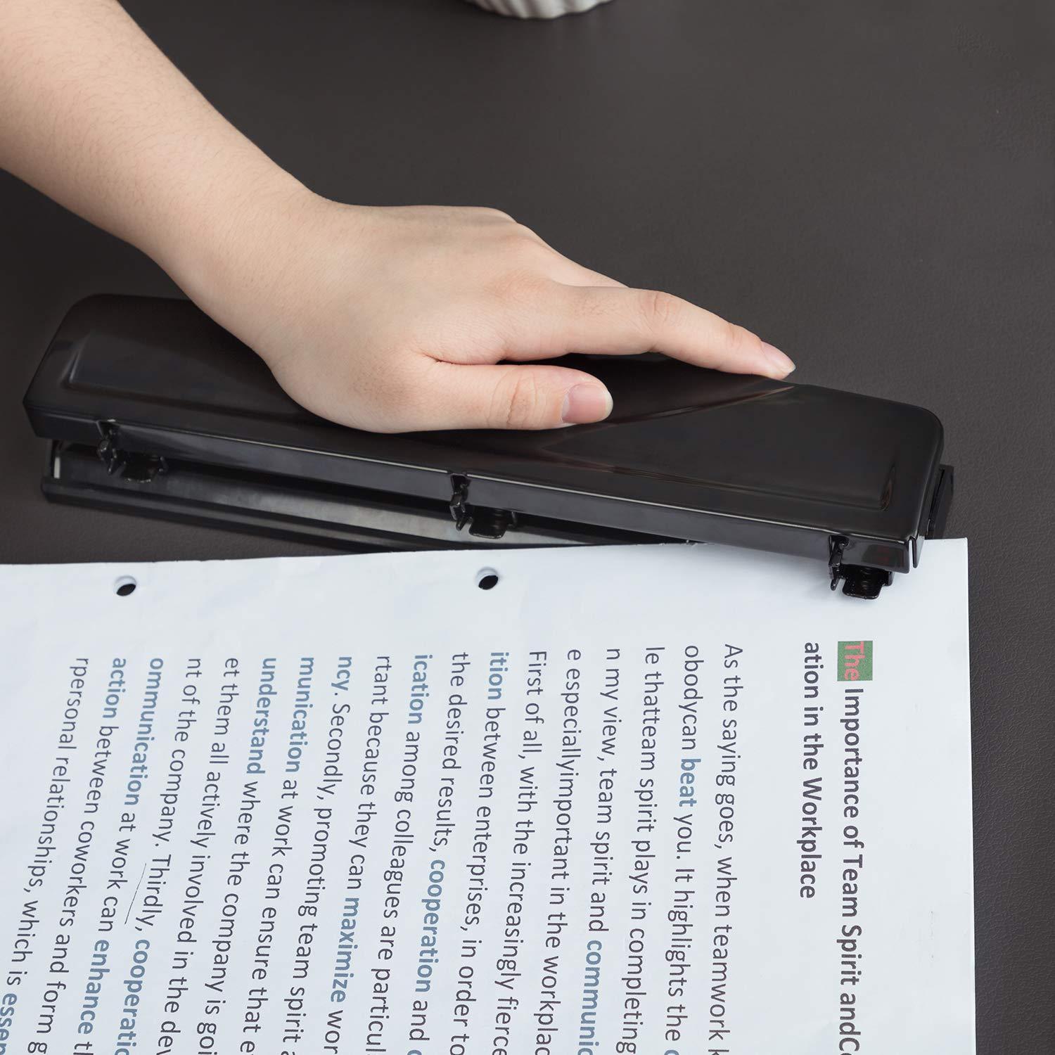 Perforadora de 3 agujeros Amazon Basics, 10 hojas, negra