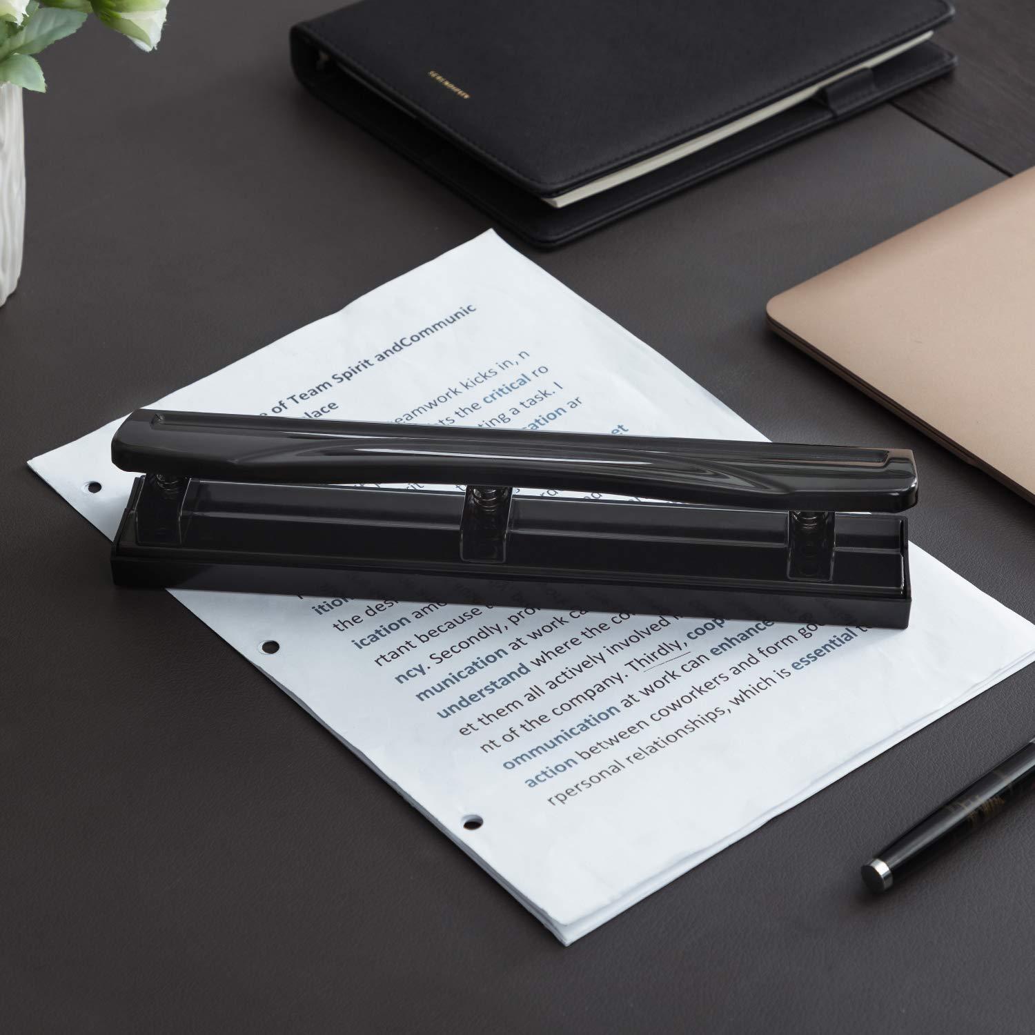 Perforadora de 3 agujeros Amazon Basics, 10 hojas, negra