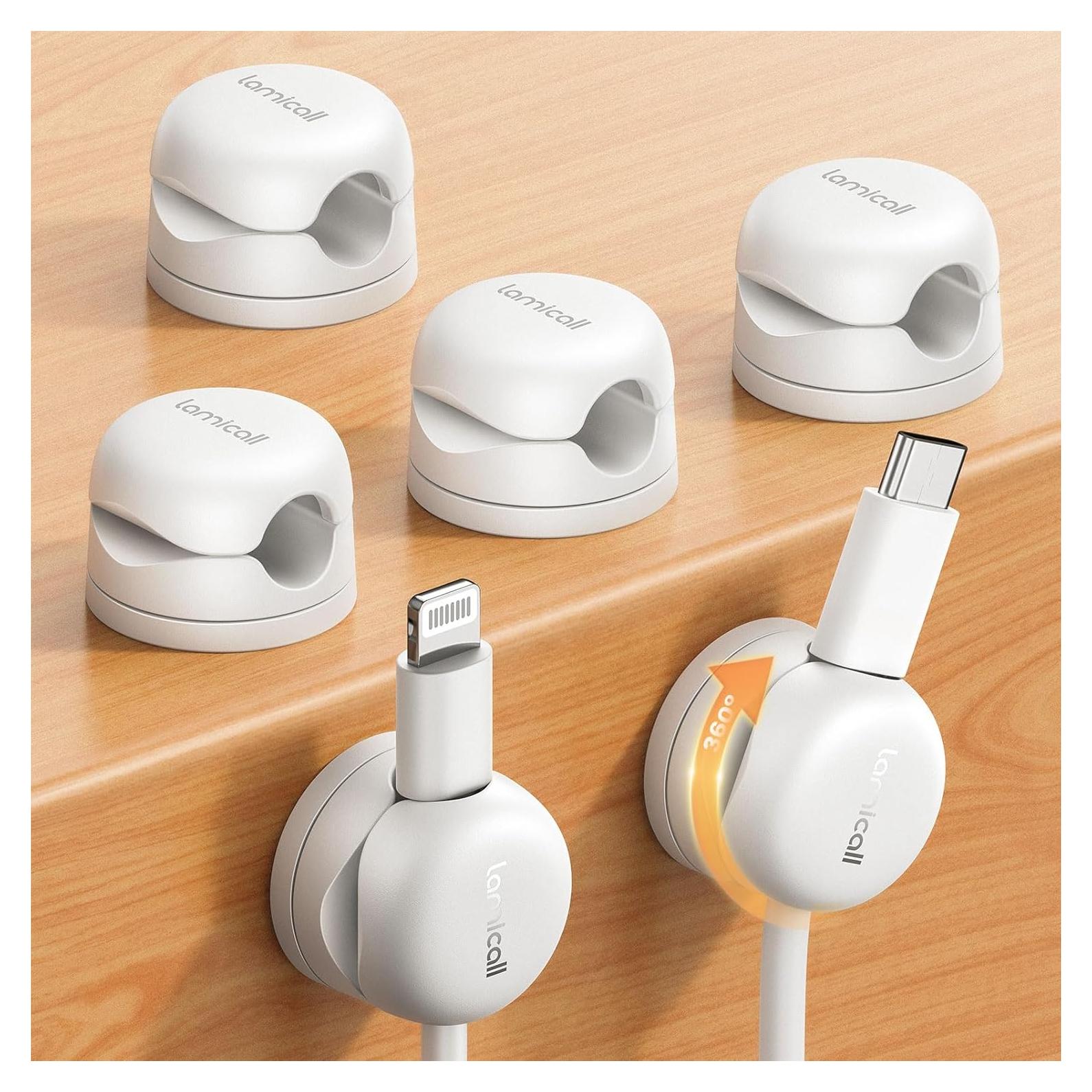 6 Pack Organizador de Cables Lamicall Clips Rotativos 360°