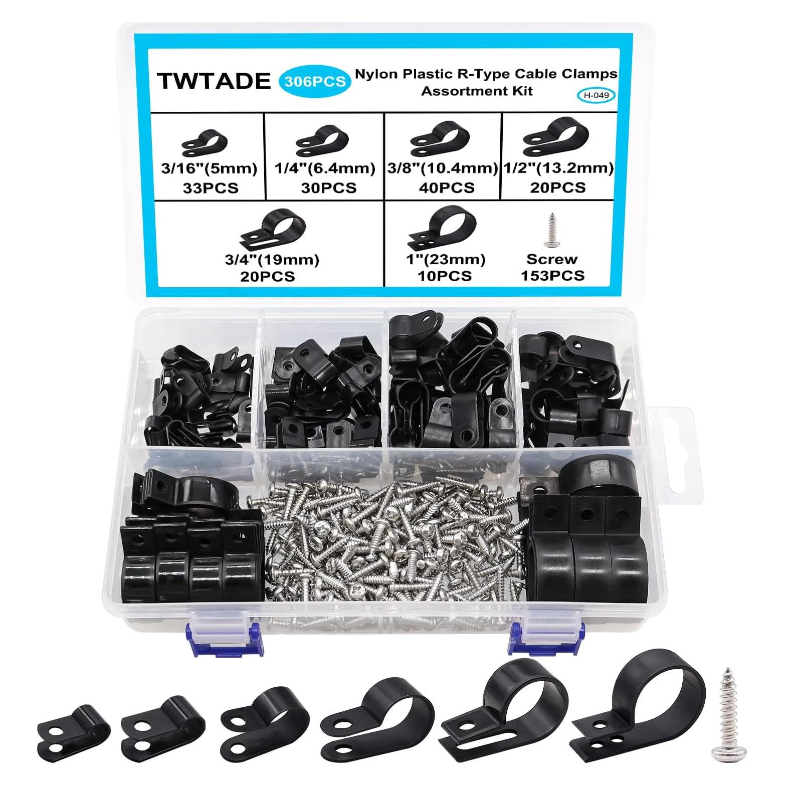 Kit de Abrazaderas de Cable Nylon Plástico TWTADE 306PCS