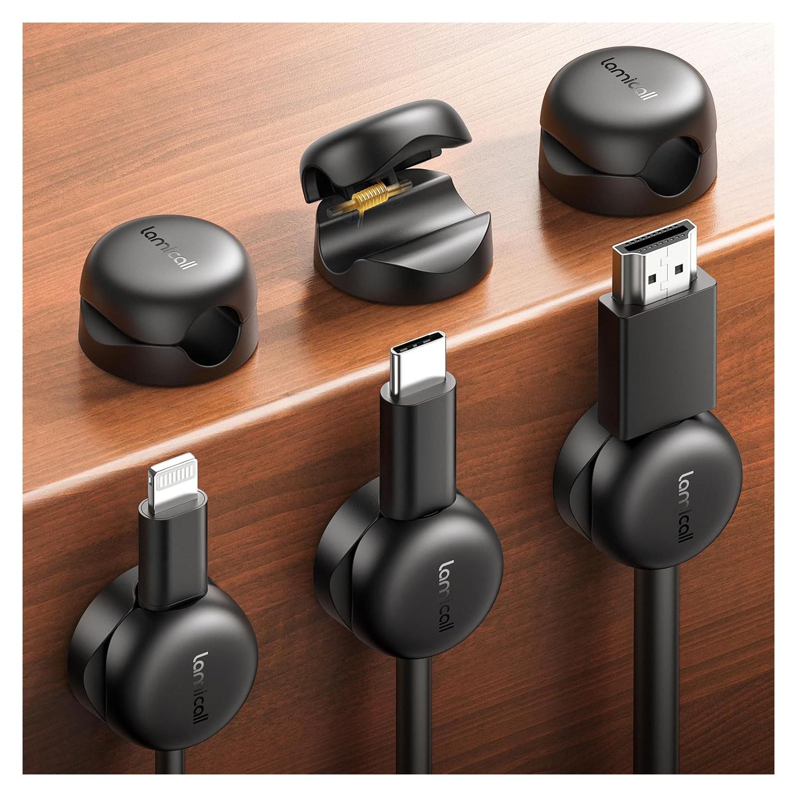 Organizador de Cables Lamicall 6Pack Clips Adhesivos 2.5-8mm