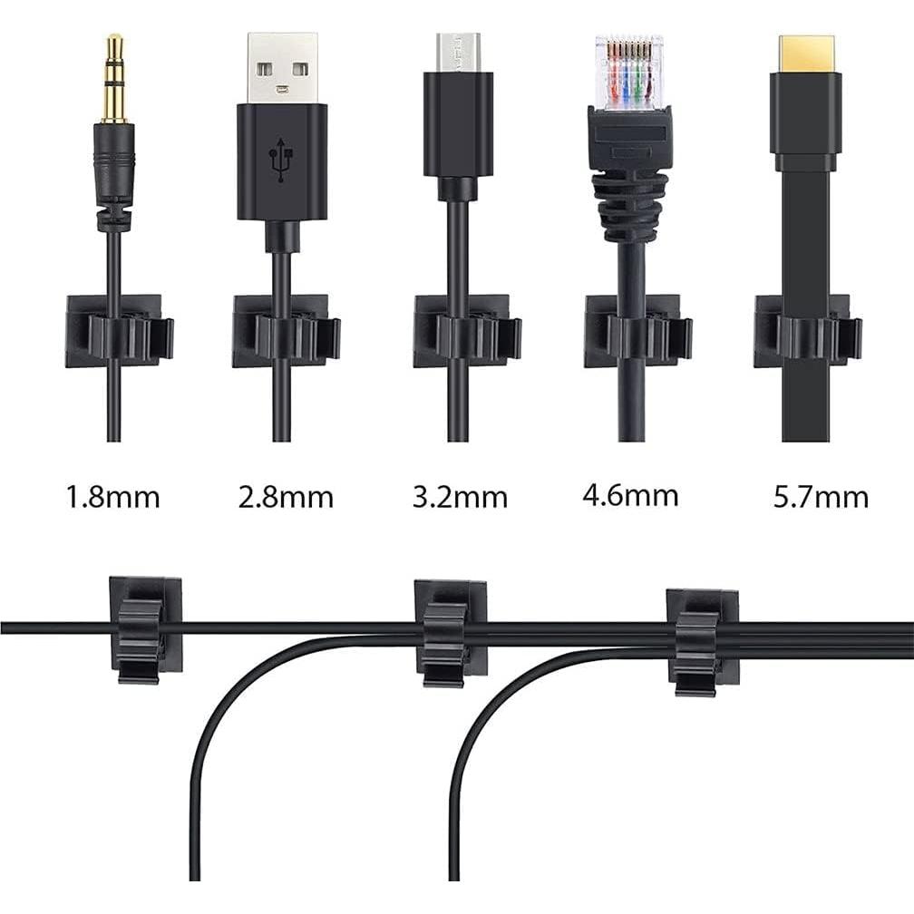 Viaky 30 Clips Negros Autoadhesivos para Gestión de Cables
