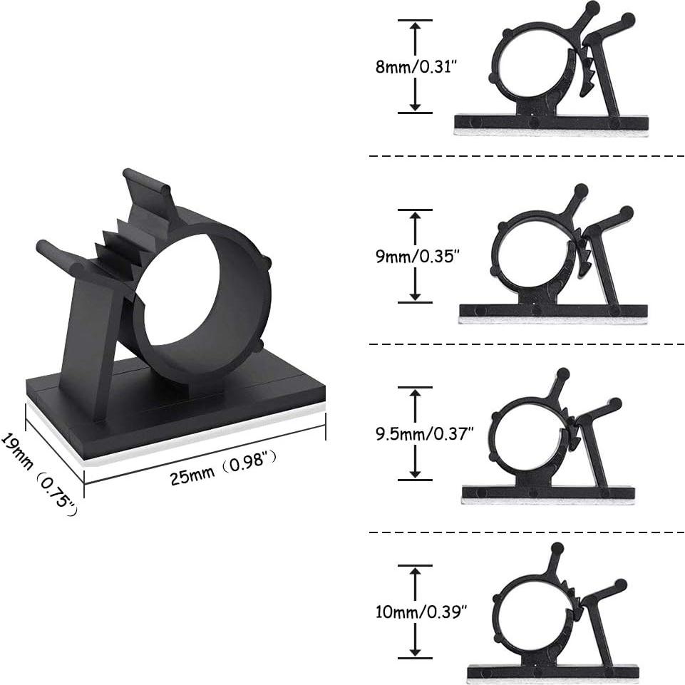 Viaky 30 Clips Negros Autoadhesivos para Gestión de Cables