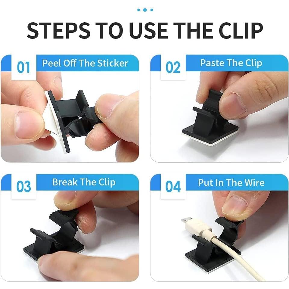 Viaky 30 Clips Negros Autoadhesivos para Gestión de Cables