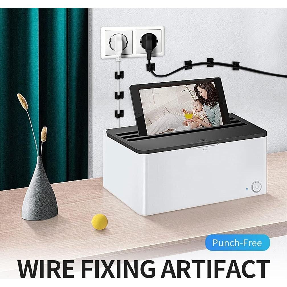 Viaky 30 Clips Negros Autoadhesivos para Gestión de Cables