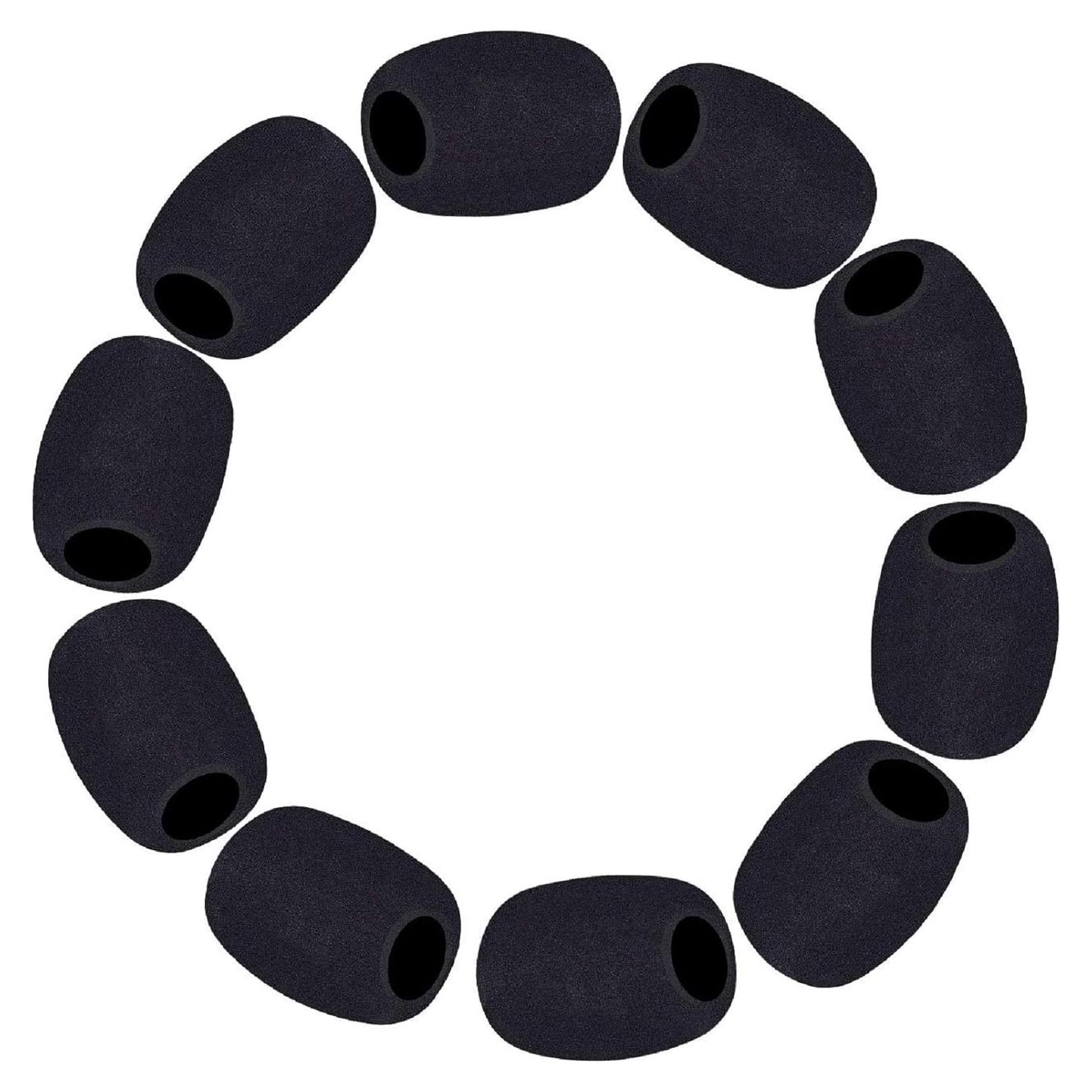 Phinus Filtros de Micrófono de Solapa - 10 Piezas Espuma Negra