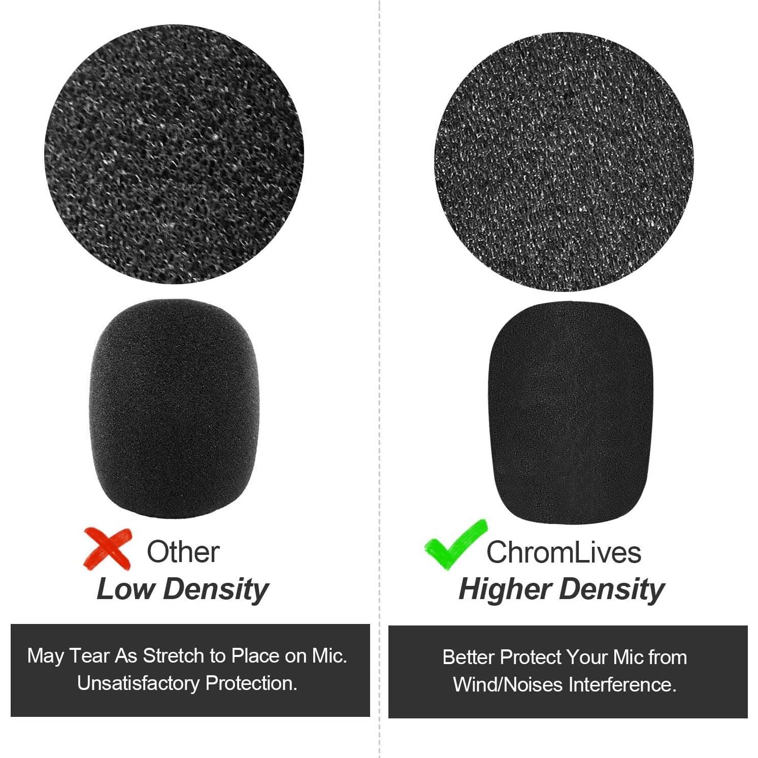 Phinus Filtros de Micrófono de Solapa - 10 Piezas Espuma Negra