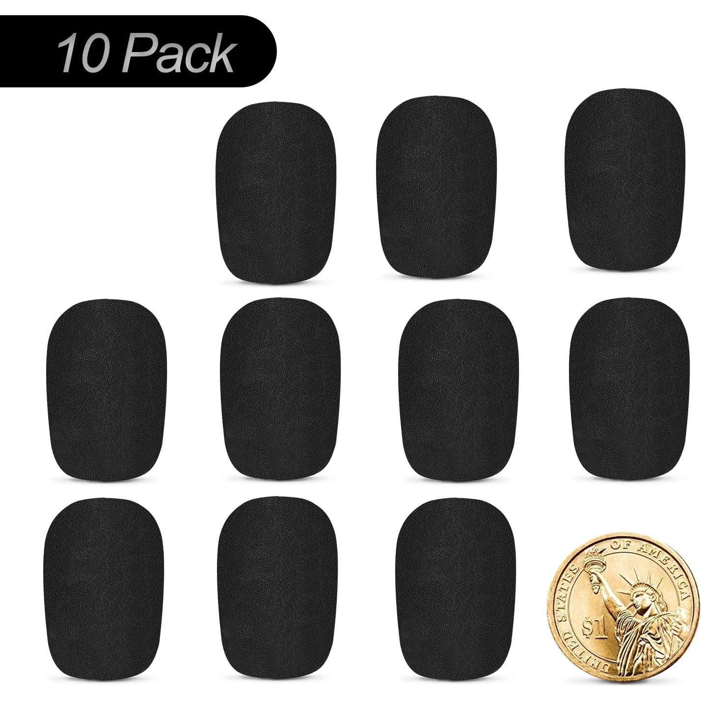 Phinus Filtros de Micrófono de Solapa - 10 Piezas Espuma Negra
