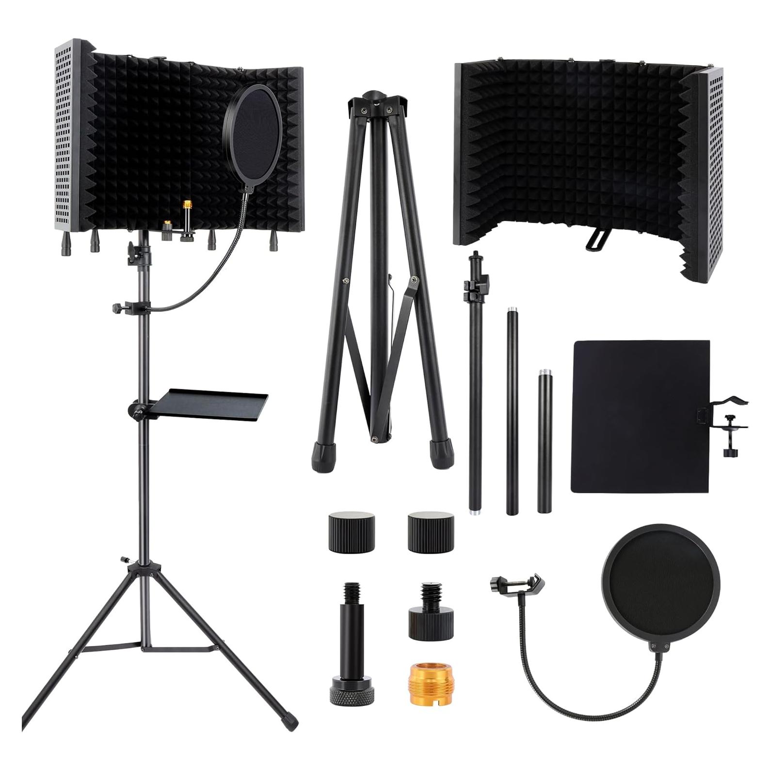 Escudo de Aislamiento de Micrófono con Soporte Ajustable