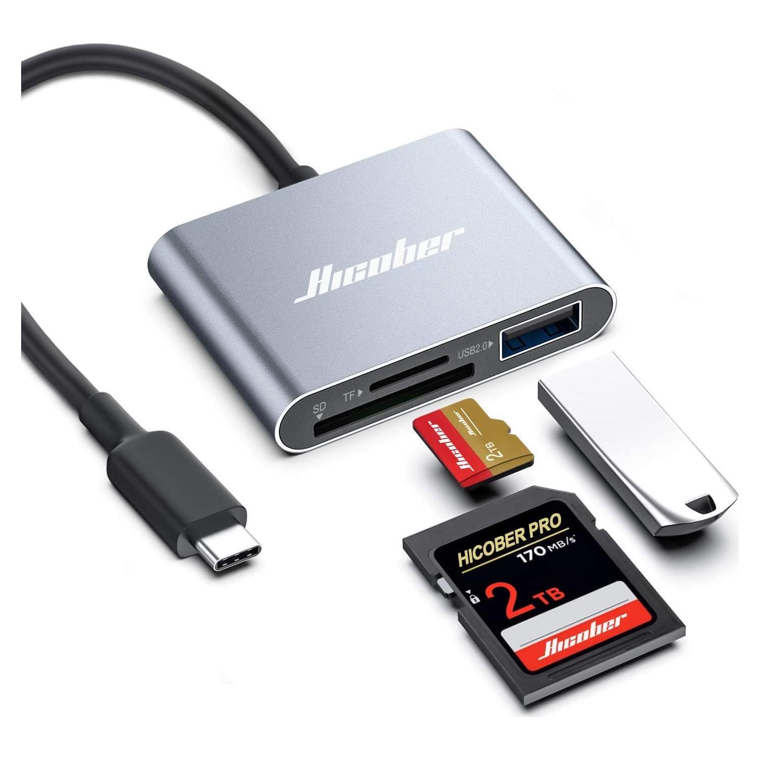 Lector de Tarjetas SD USB C Hicober 2TB Gris Espacial