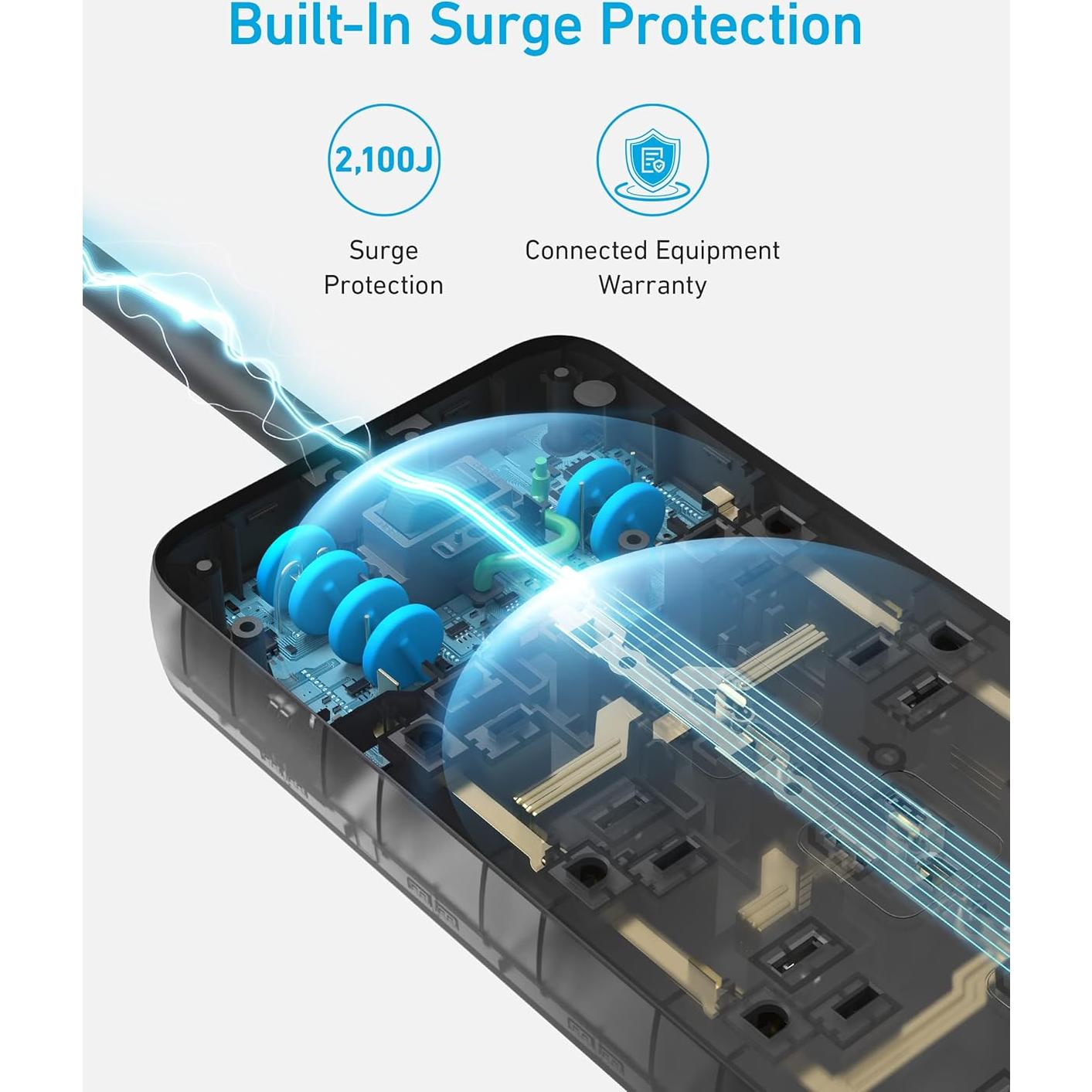 Regleta de Protección Anker 351, 12 Salidas + 3 Puertos USB, 1.5m