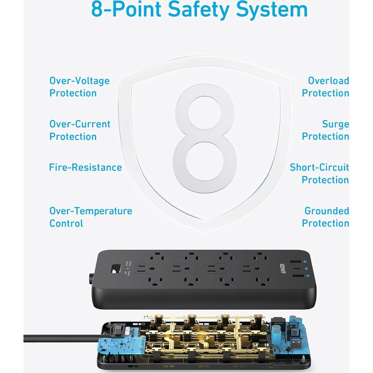 Regleta de Protección Anker 351, 12 Salidas + 3 Puertos USB, 1.5m