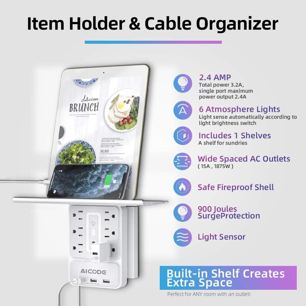 Estante de Enchufe Múltiple 9 en 1 ZUONIU con 6 Enchufes y 3 USB
