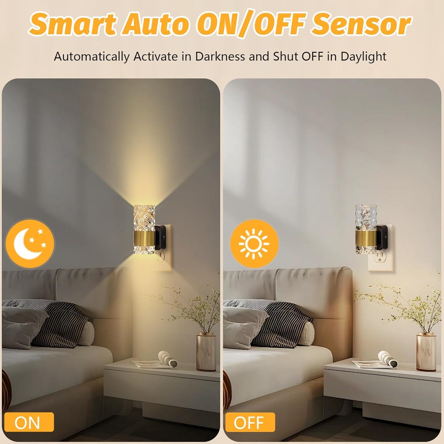 Luz Nocturna LED Enchufable Fuligent 3000K Ajustable - 2 Piezas