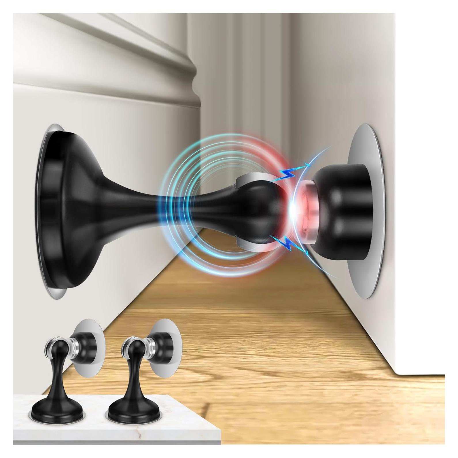 Parada de Puerta Magnética Crosize 2 Paquete Acero Inoxidable Negro