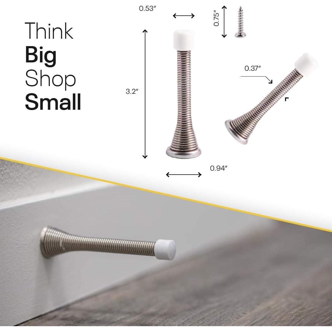 Topes de puerta de resorte FIGO HOME - Paquete de 4 - Niquel