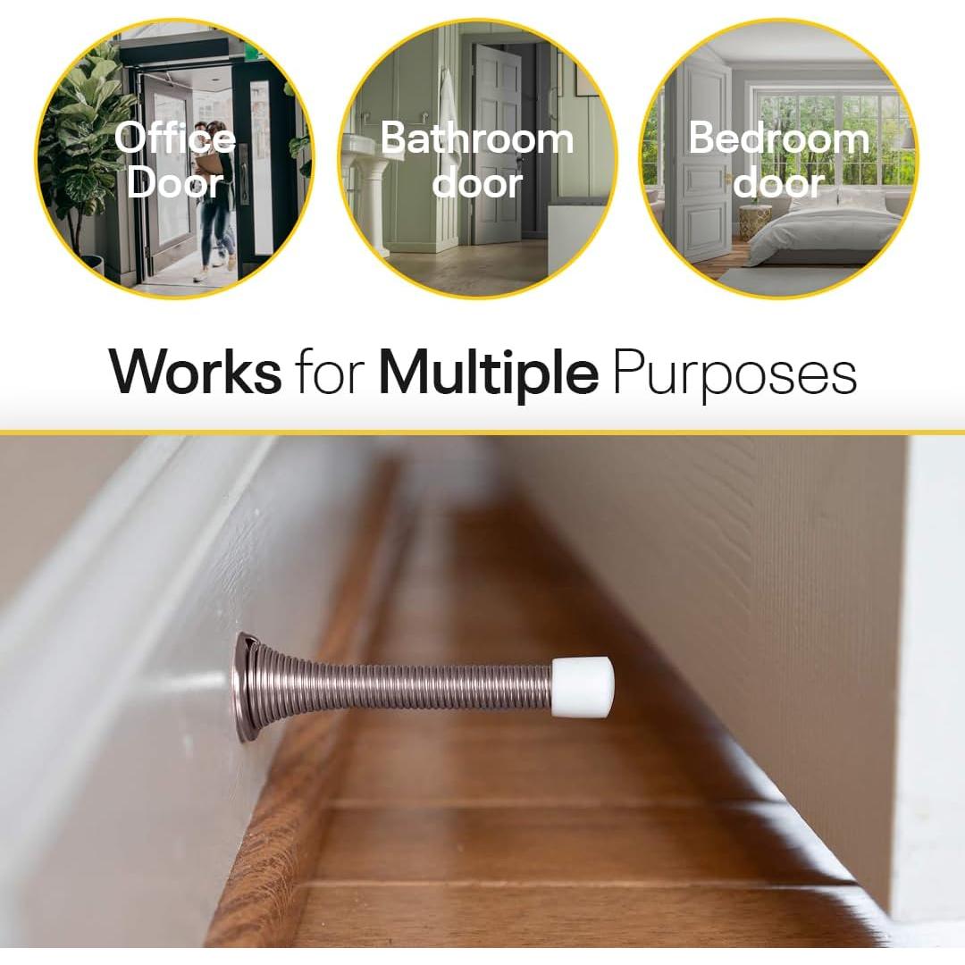 Topes de puerta de resorte FIGO HOME - Paquete de 4 - Niquel