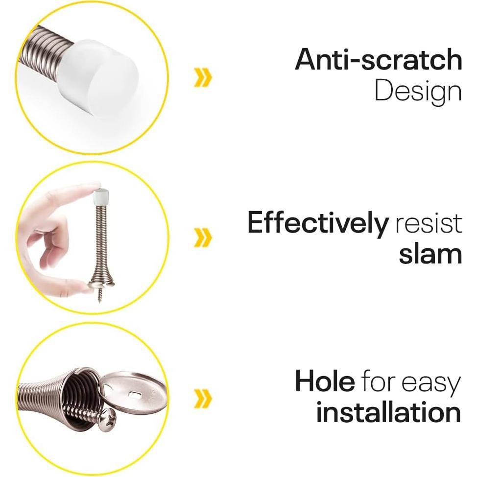 Topes de puerta de resorte FIGO HOME - Paquete de 4 - Niquel