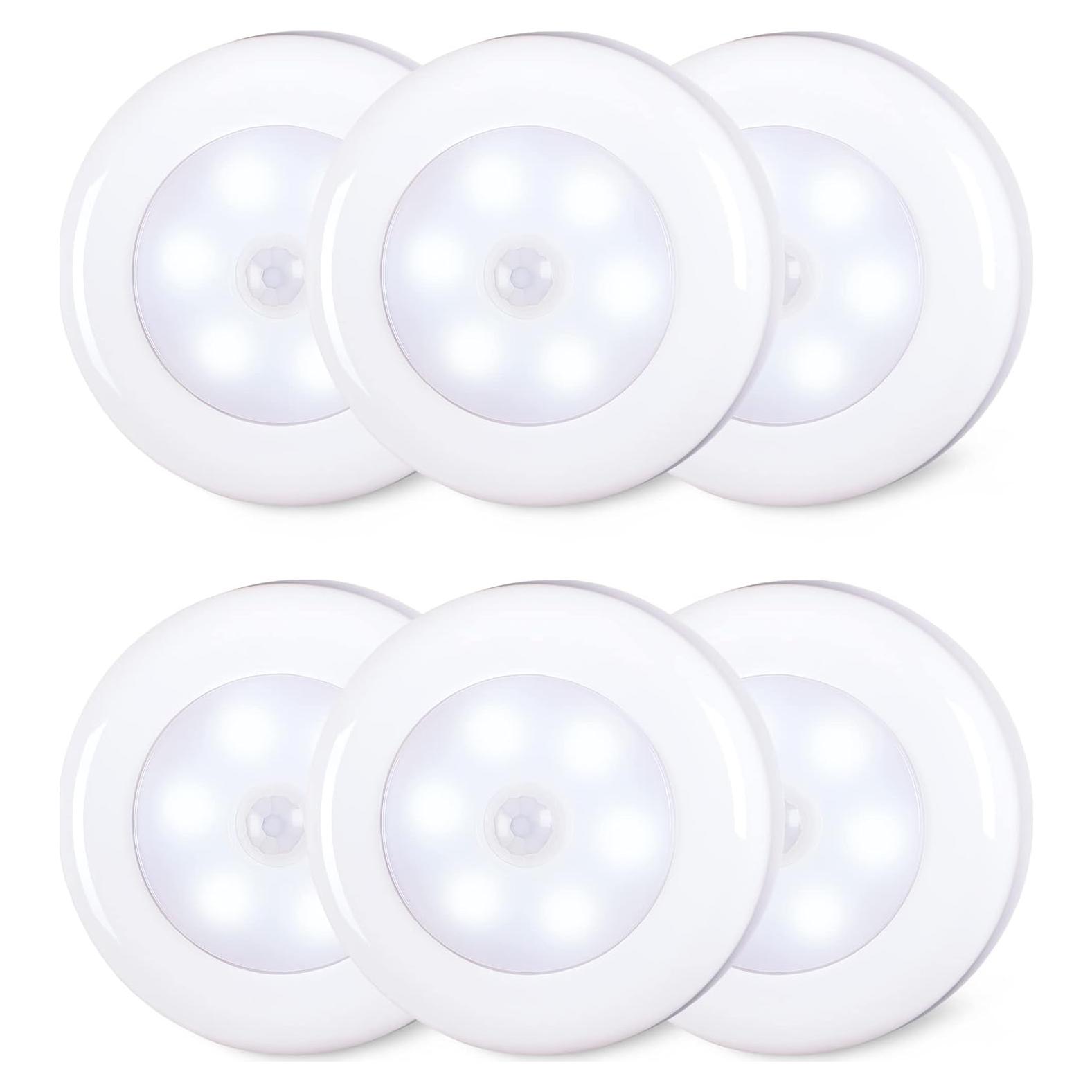 Luz LED con Sensor de Movimiento 6 Pack 7cm Blanco Frío