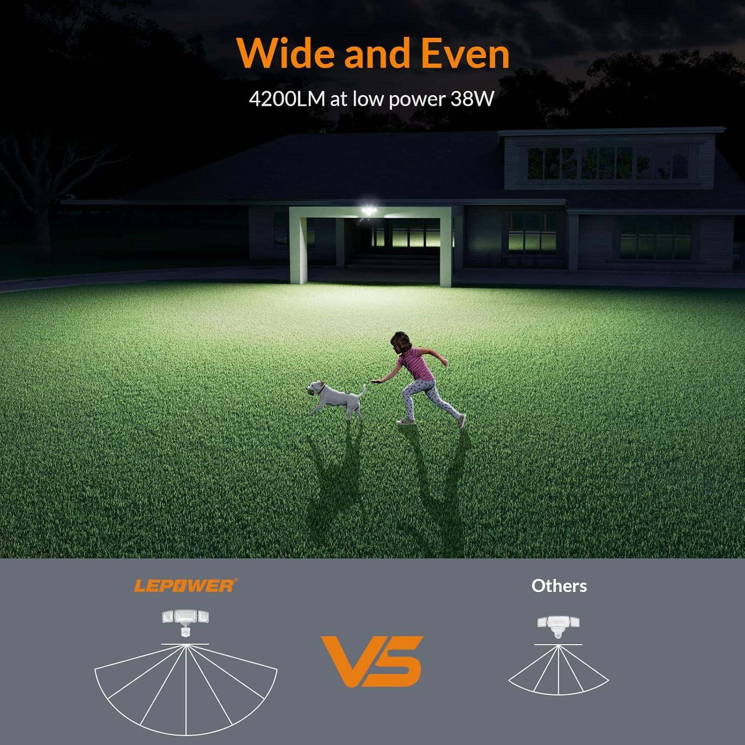 LEPOWER Luz de Seguridad LED 38W con Sensor de Movimiento IP65