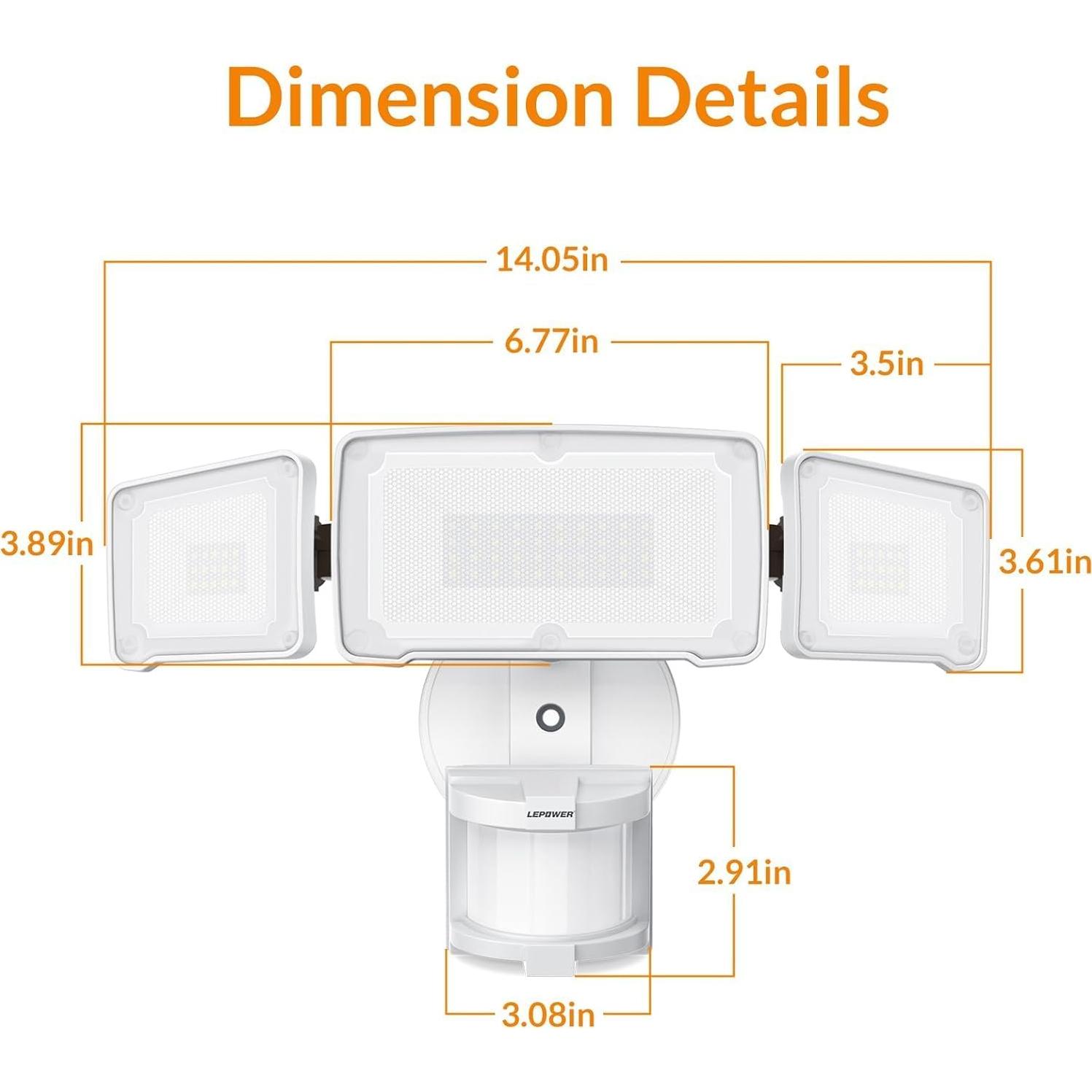 LEPOWER Luz de Seguridad LED 38W con Sensor de Movimiento IP65