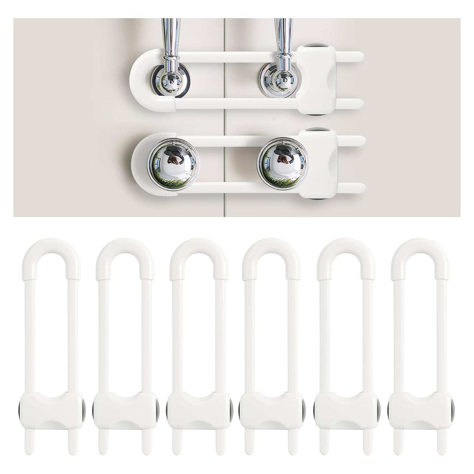 Cerraduras de Seguridad para Gabinetes U Lock 6 Piezas Blancas