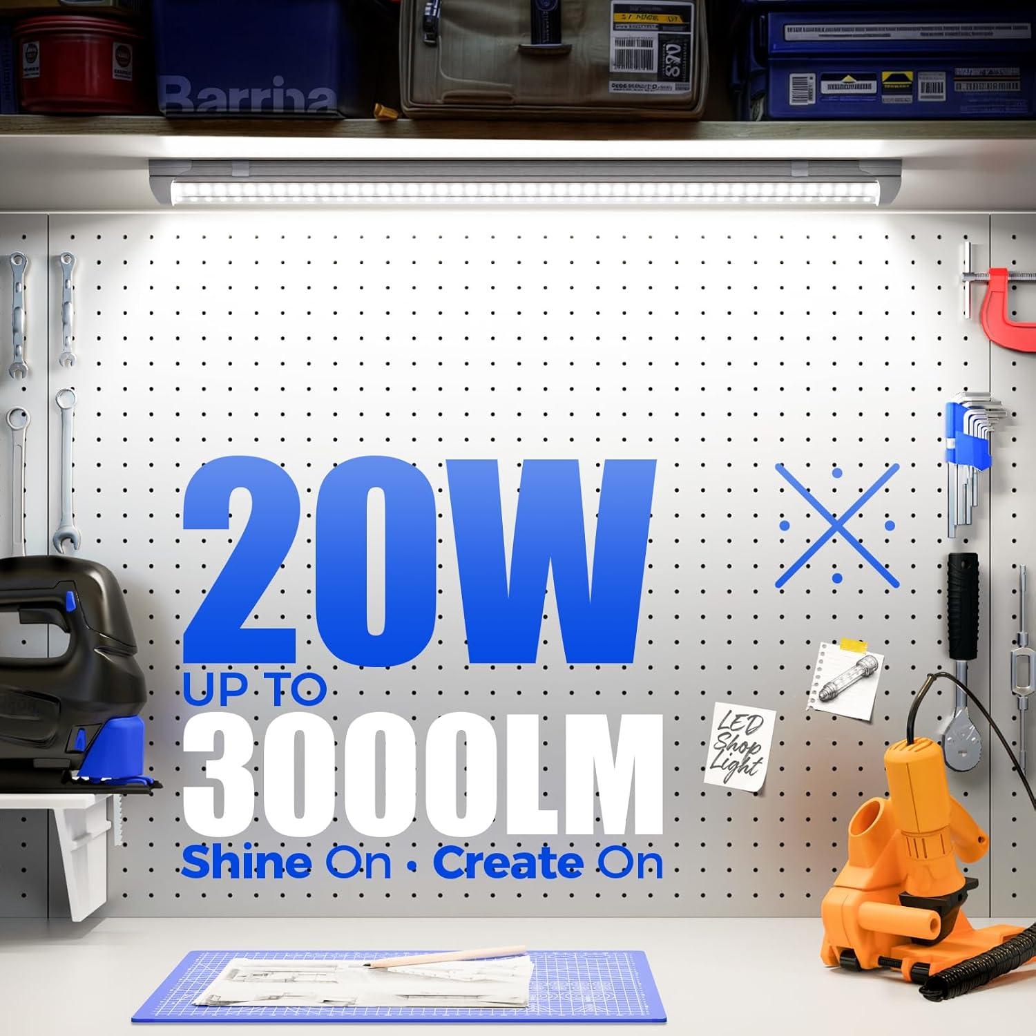 Luces LED T8 Barrina 2FT 20W 3000LM 5000K - 2 Paquetes