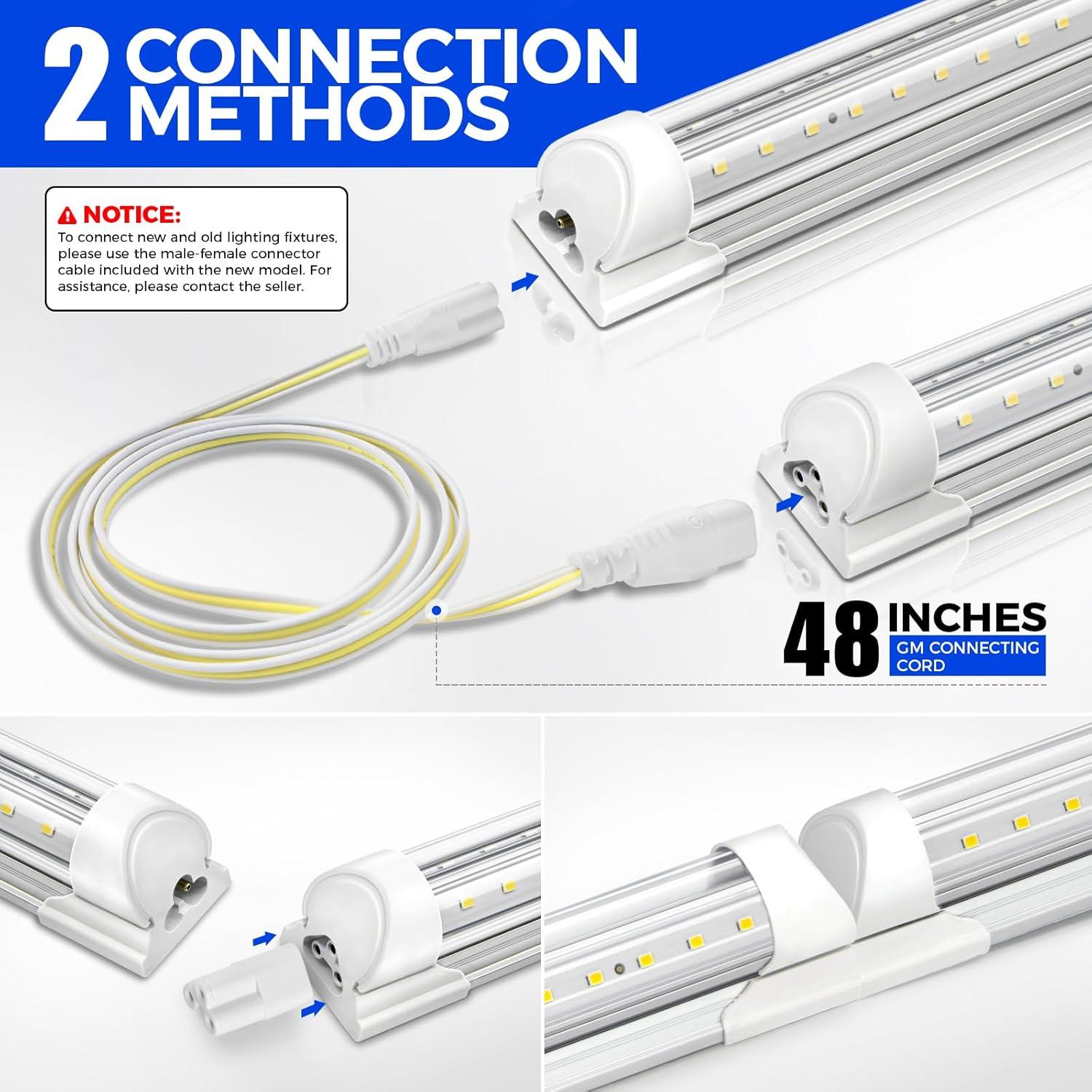 Luces LED T8 Barrina 2FT 20W 3000LM 5000K - 2 Paquetes