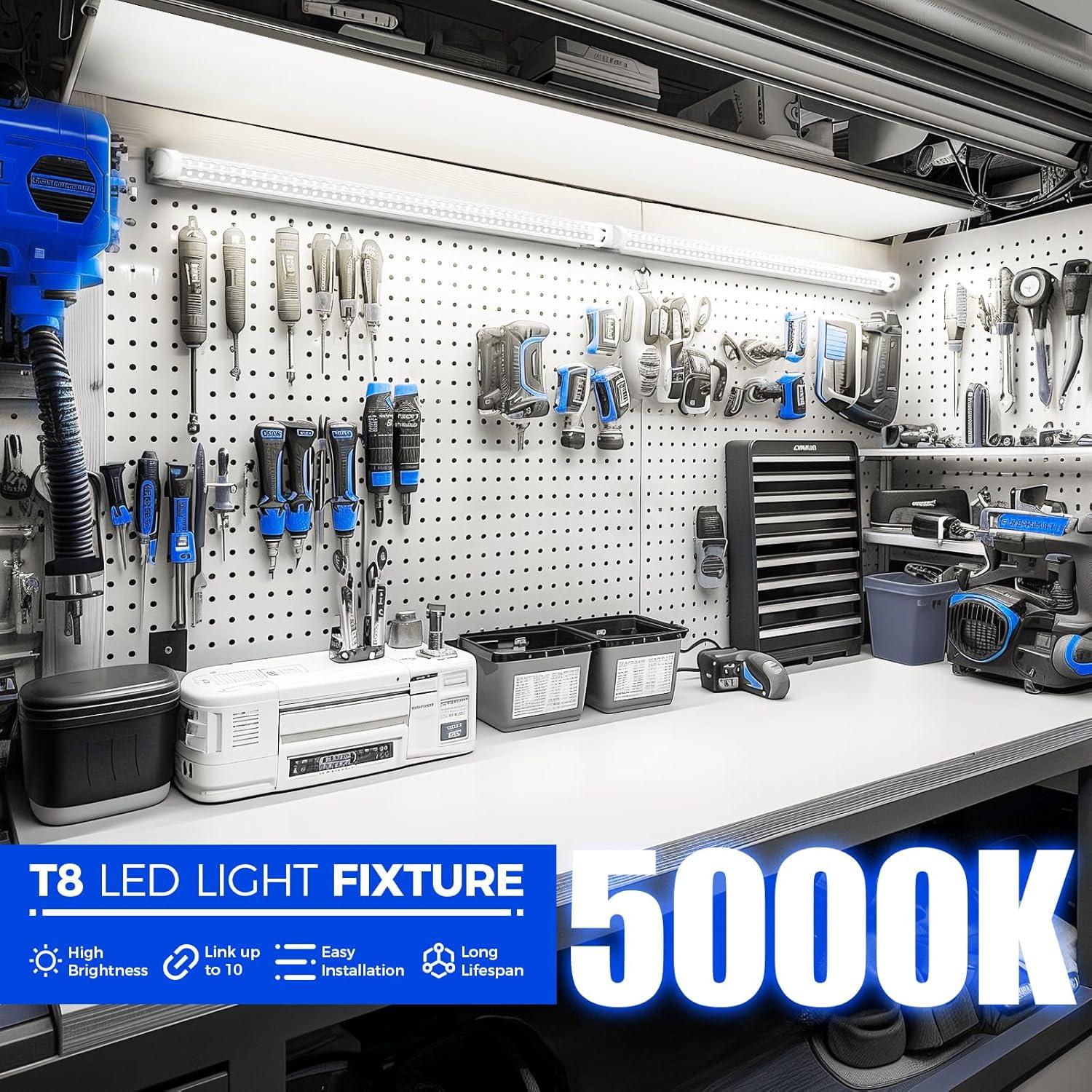 Luces LED T8 Barrina 2FT 20W 3000LM 5000K - 2 Paquetes