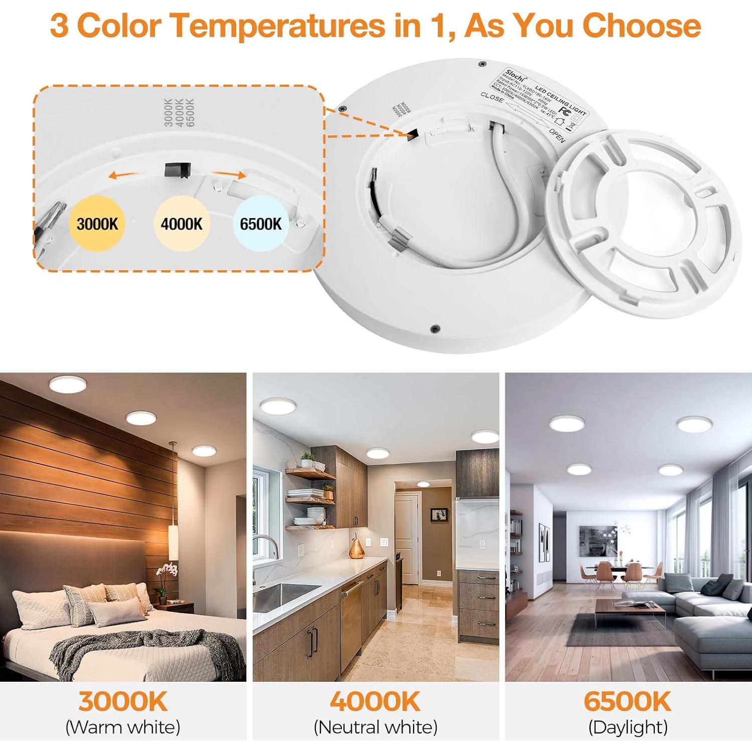 Lámpara de Techo LED Empotrada Slochi 15W 1500Lm 3 Modos