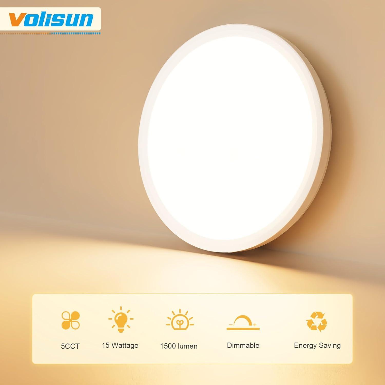 Luz de Techo LED VOLISUN 15W Regulable 5 CCT 7 Pulgadas Blanca