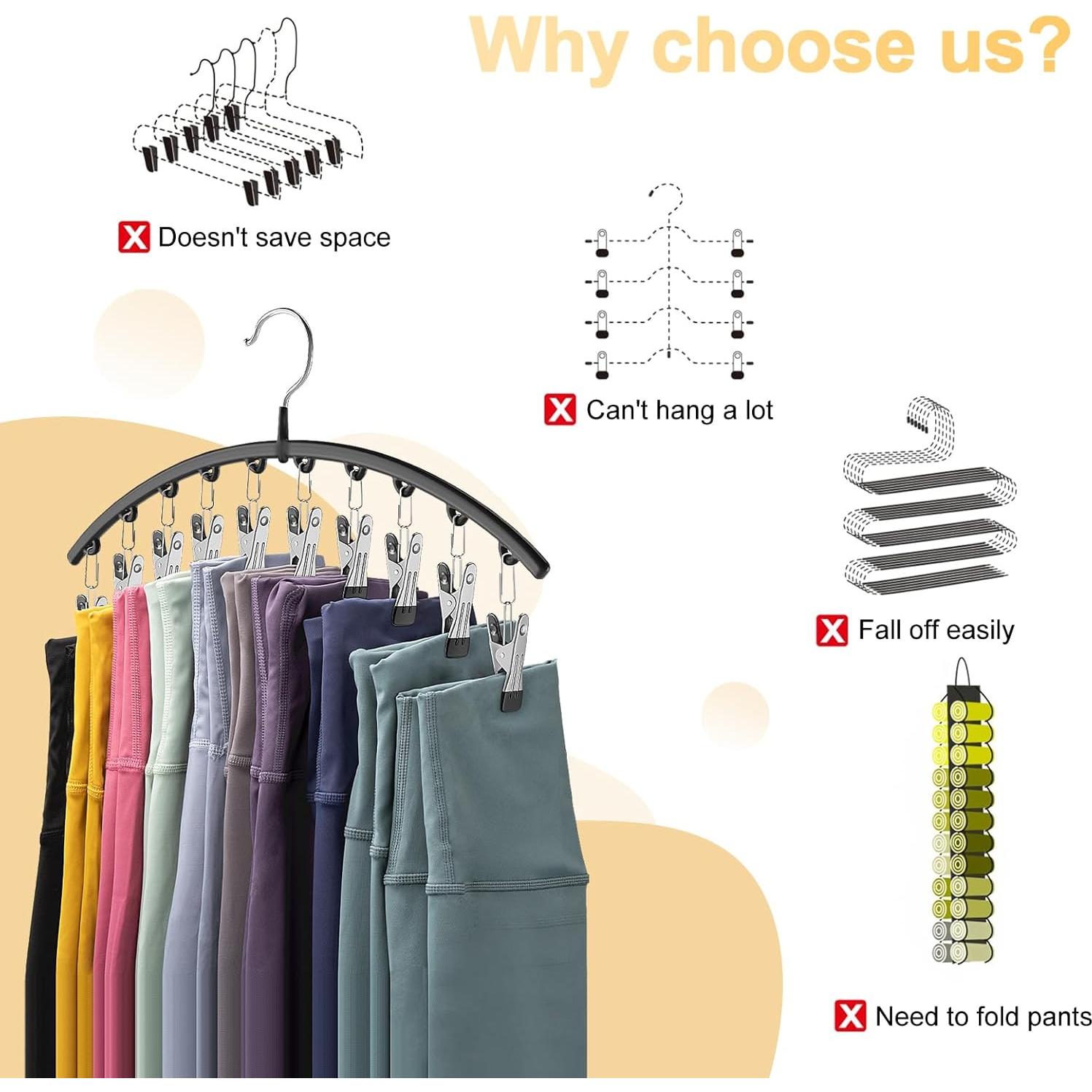 Organizador de Leggings Volnamal 2 Piezas Negro con 10 Clips