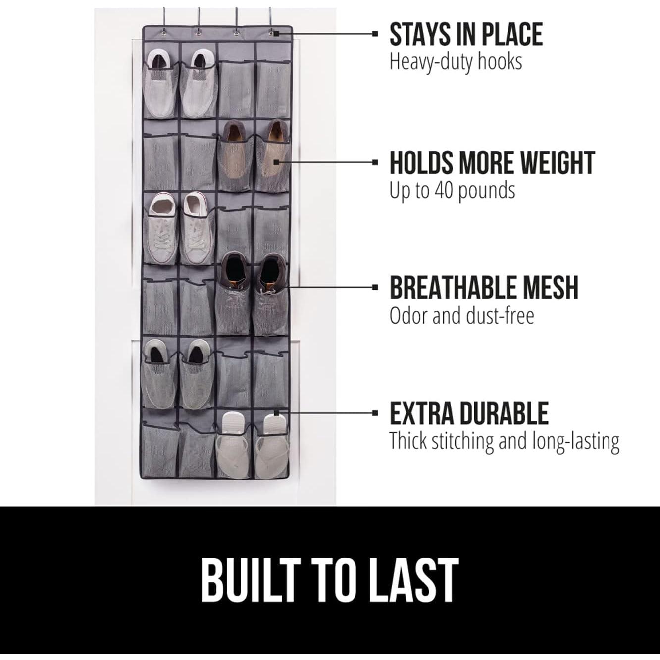 Organizador de Zapatos Gorilla Grip 24 Bolsillos Gris