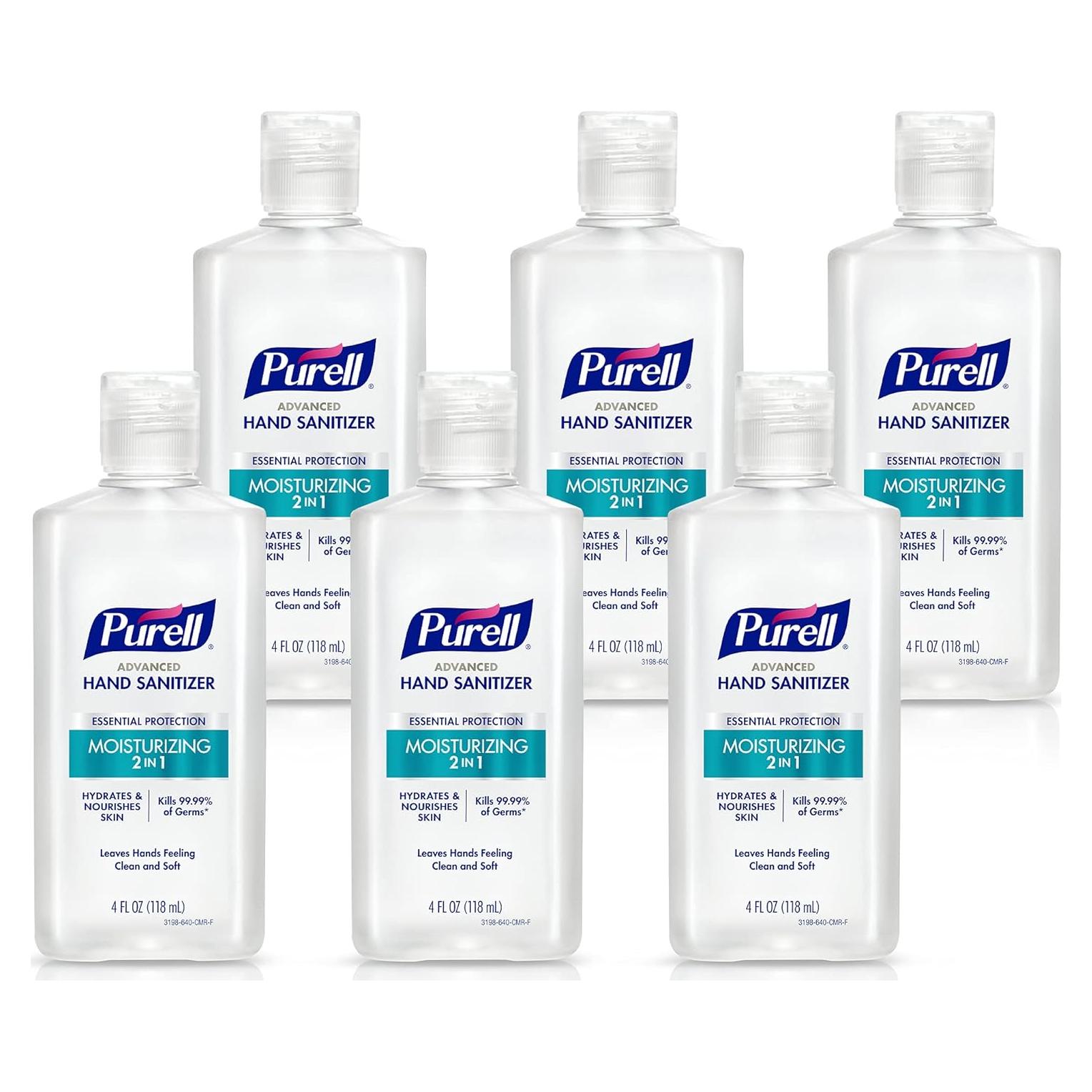 Gel Desinfectante de Manos Purell 2en1 Hidratante 4 oz - Paquete de 6