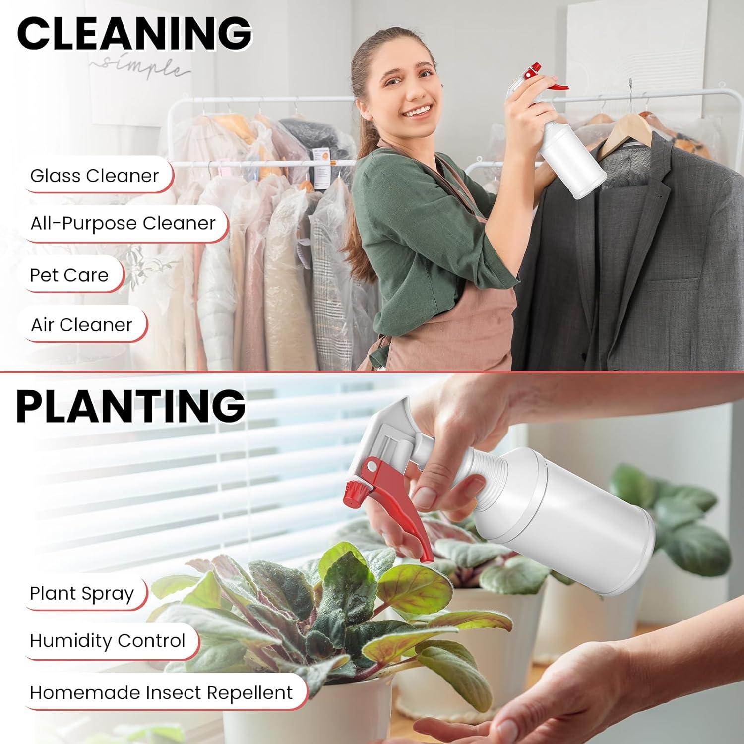 Botellas de Spray LiBa 473ml - Paquete de 4, Boquilla Ajustable