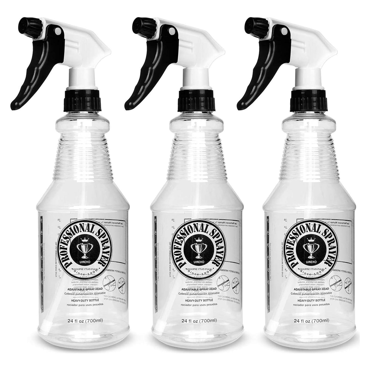 Botellas de Spray Uineko 24oz 3 Paquete Ajustables Transparentes