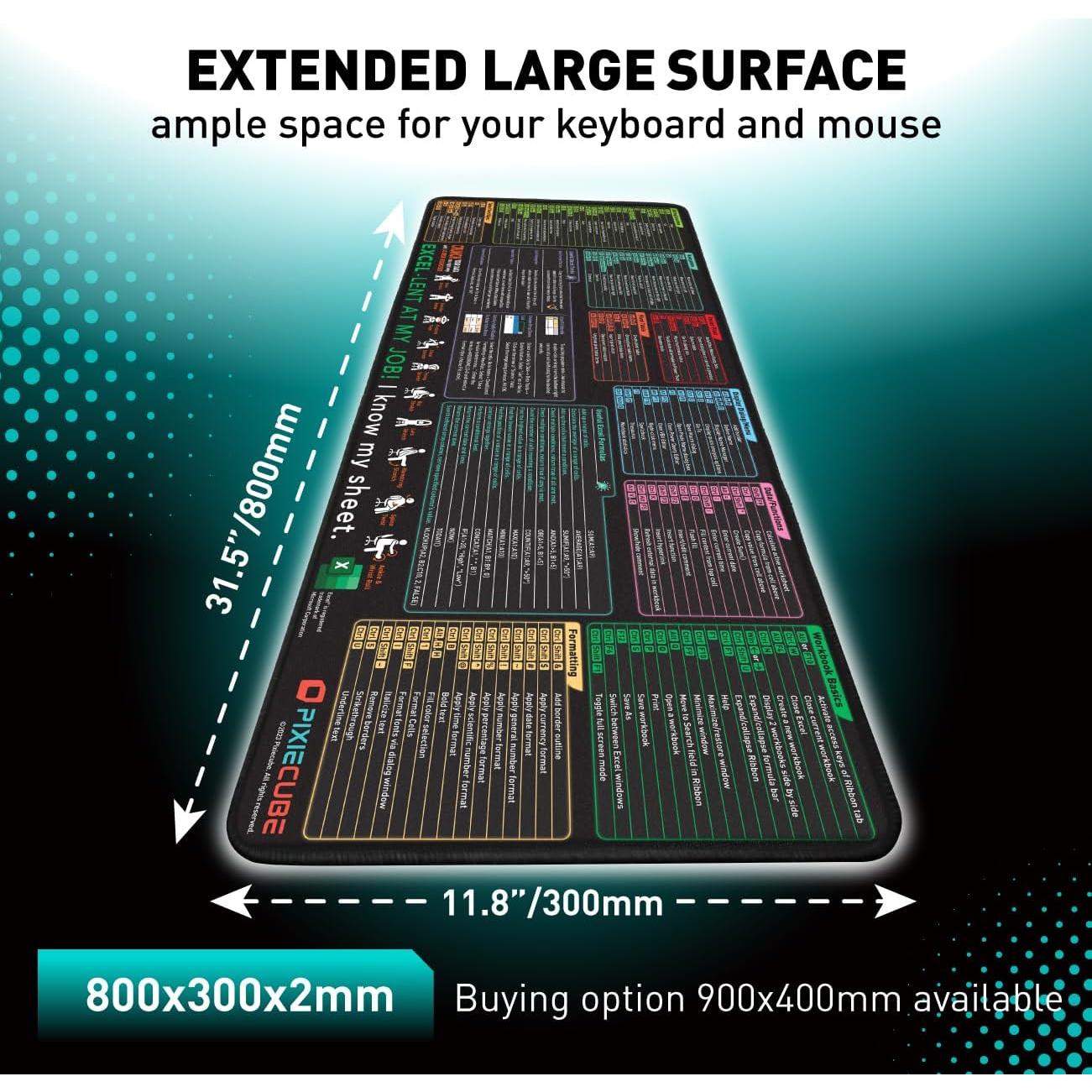 Alfombrilla de Ratón XL Glittery Garden - Atajos de Excel 800x300mm