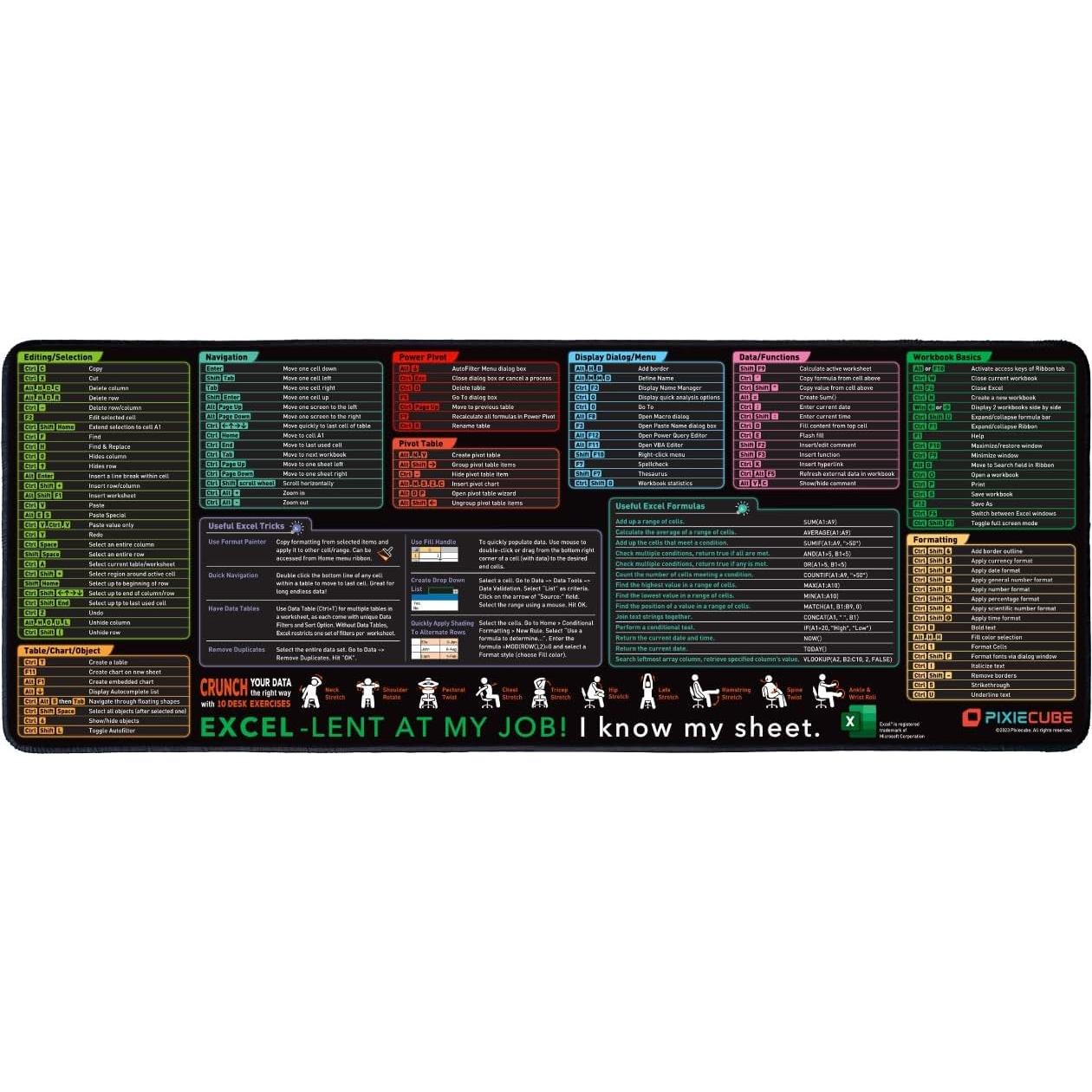 Alfombrilla de Ratón XL Glittery Garden - Atajos de Excel 800x300mm