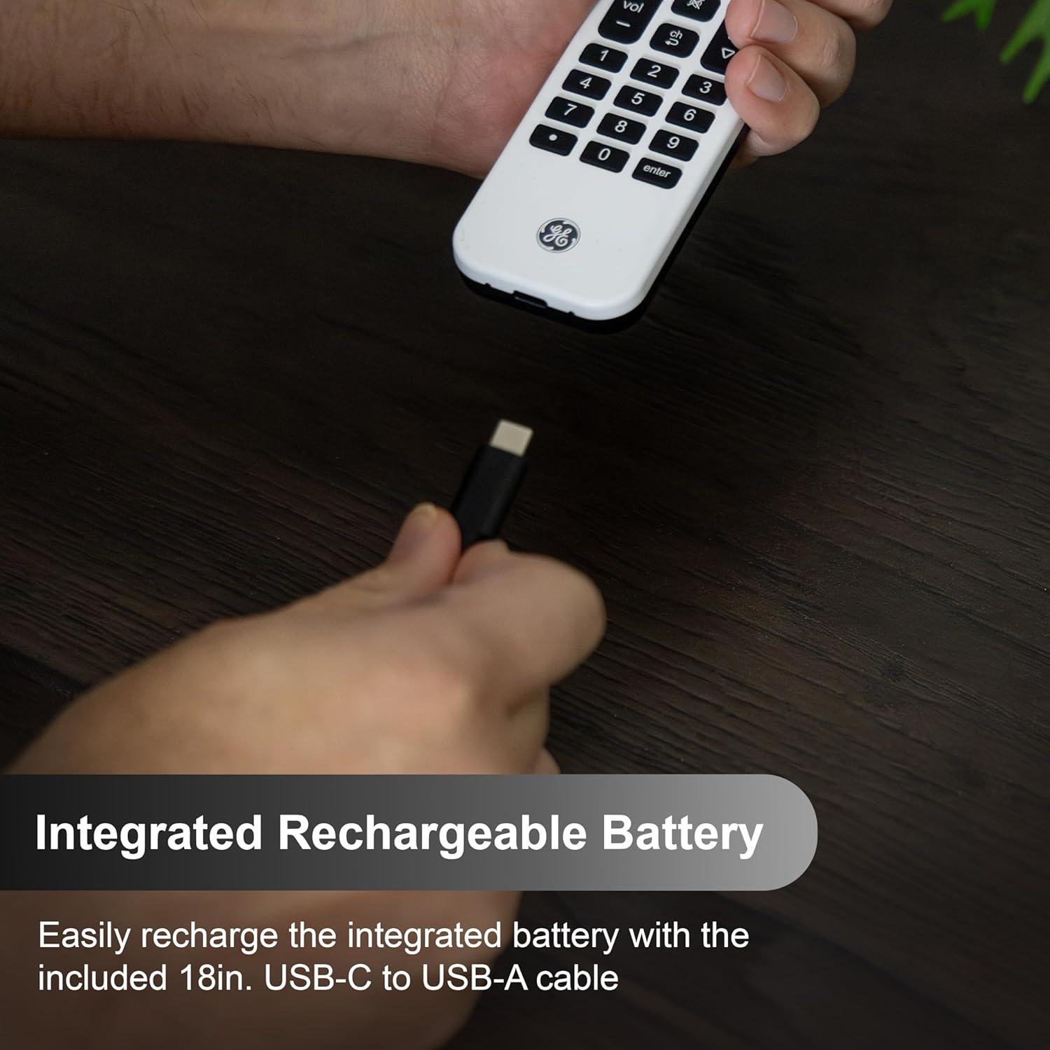 Control Remoto Universal Recargable GE 4 Dispositivos Retroiluminado