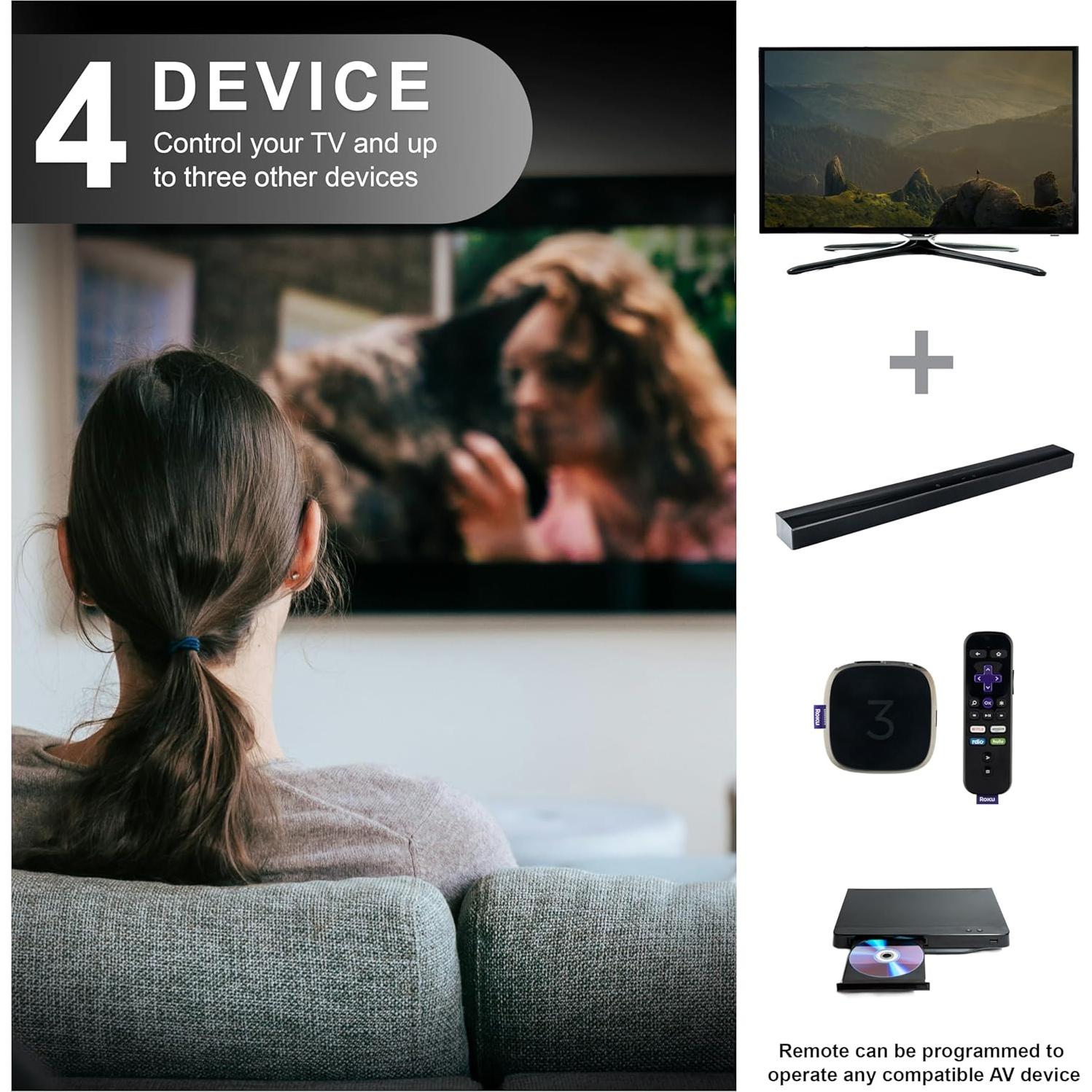 Control Remoto Universal Recargable GE 4 Dispositivos Retroiluminado