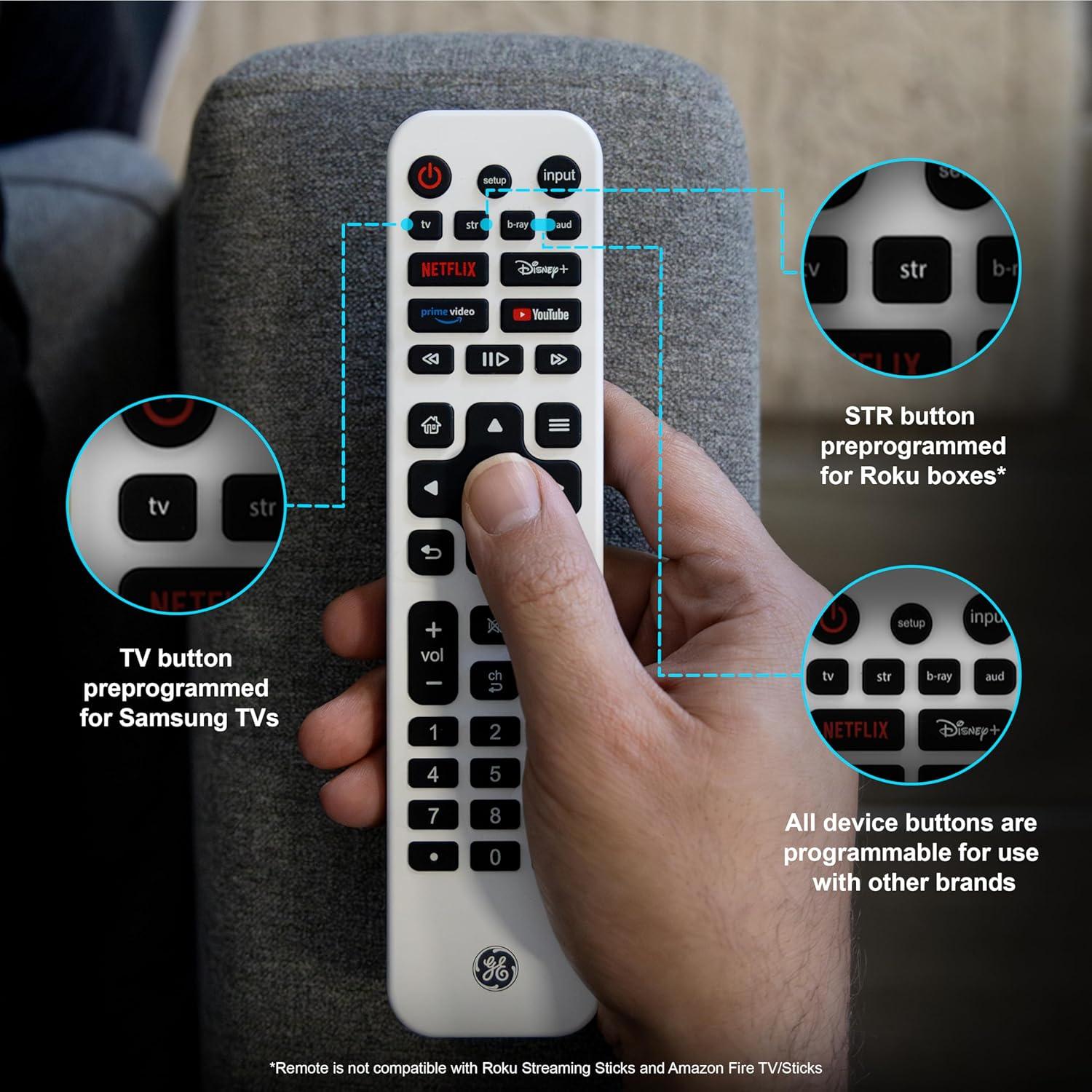 Control Remoto Universal Recargable GE 4 Dispositivos Retroiluminado